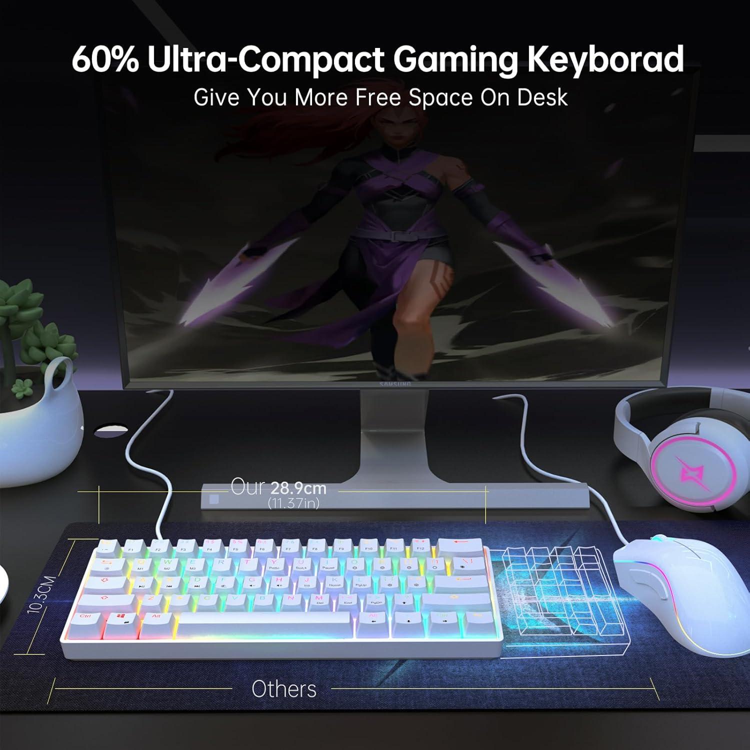 Teclado Mecánico Gaming Targeal 60% 61 Teclas RGB Programable