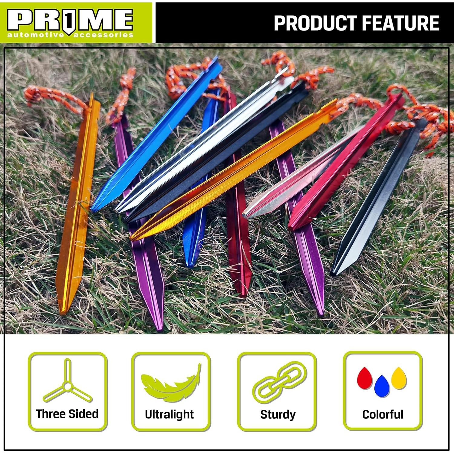 Estacas de Tienda de Aluminio Prime 1, Paquete de 12 Estacas 17.78 cm