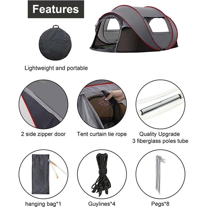 Carpa de Camping NIUEVLRS 6 Personas Impermeable Automática