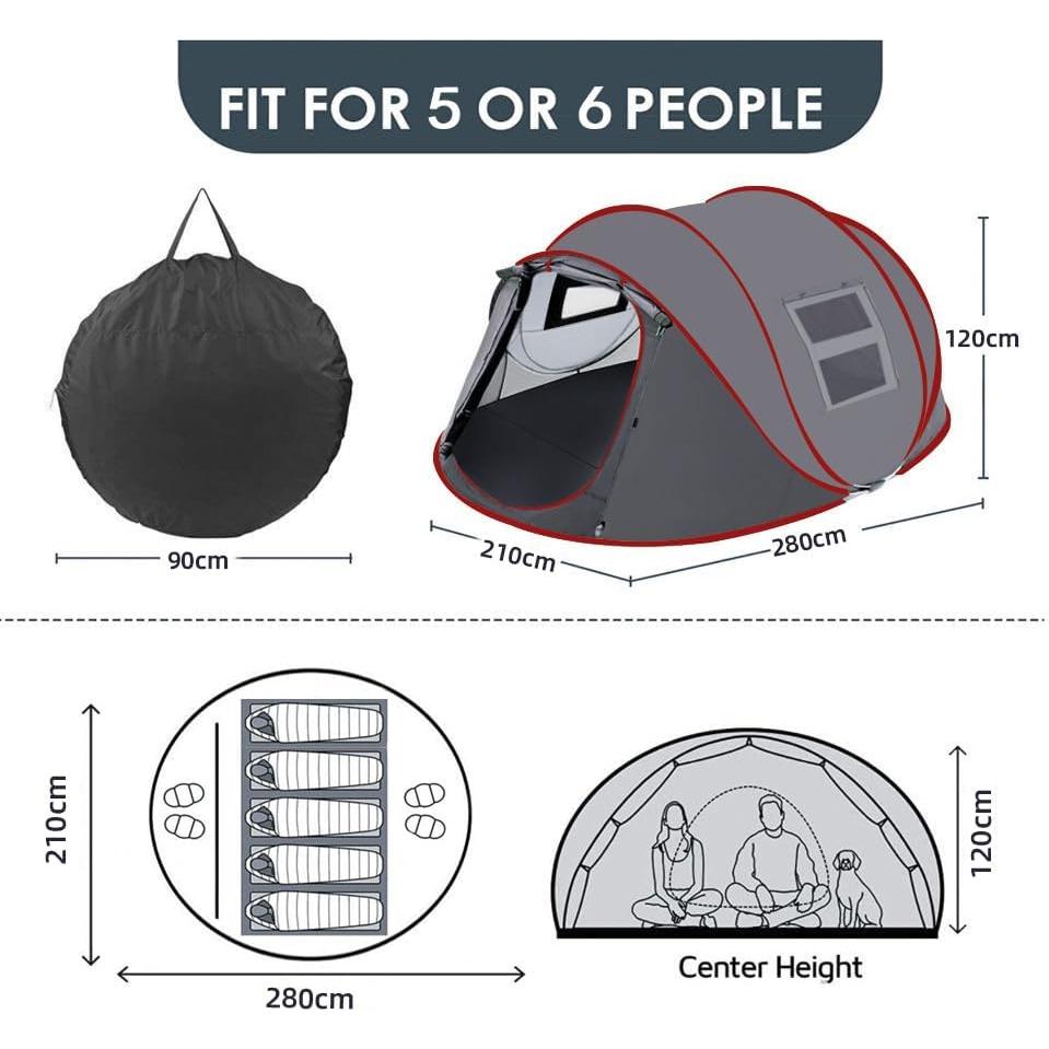 Carpa de Camping NIUEVLRS 6 Personas Impermeable Automática