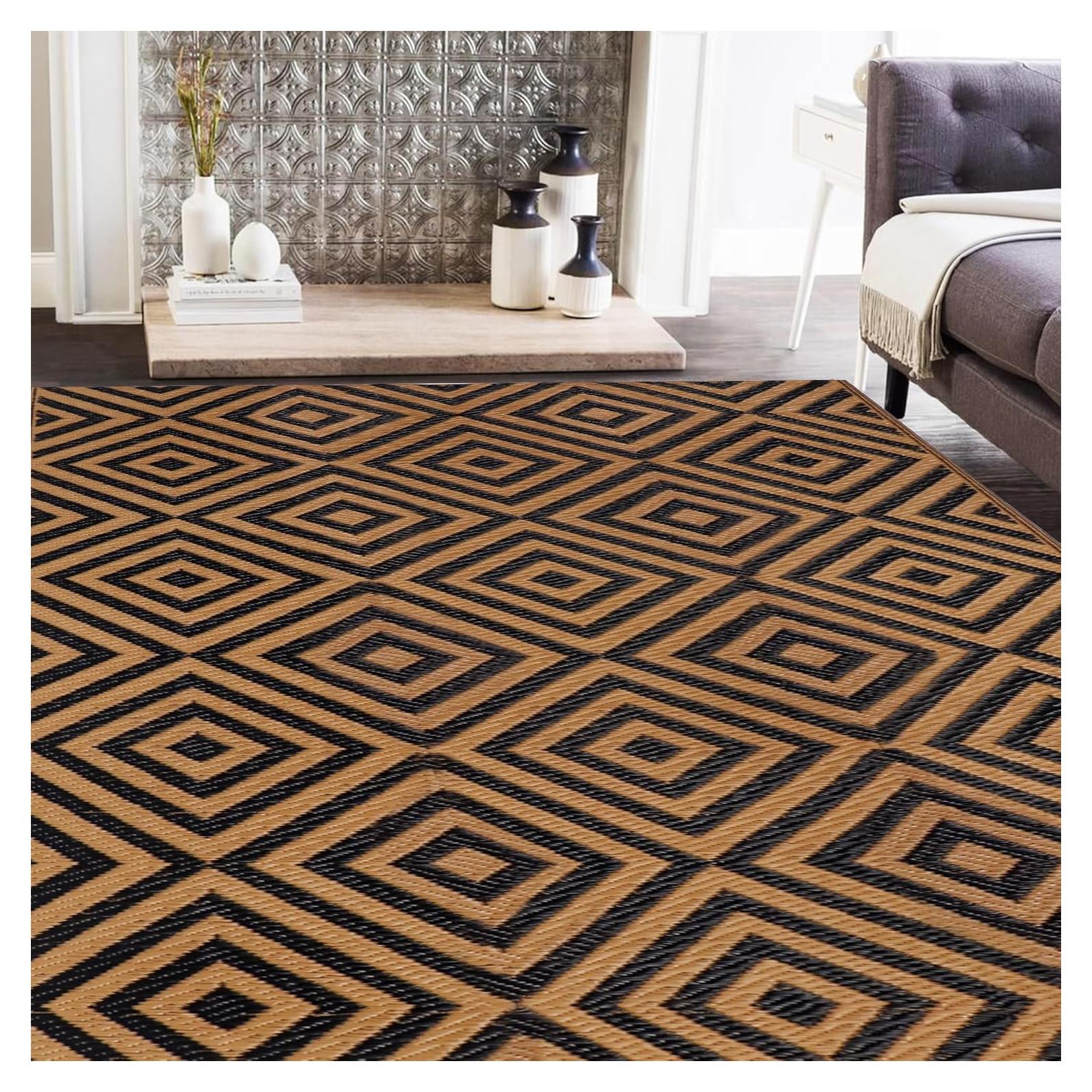 Alfombra Reversible Ridota 1.22x1.83m Patio Exterior Geométrica