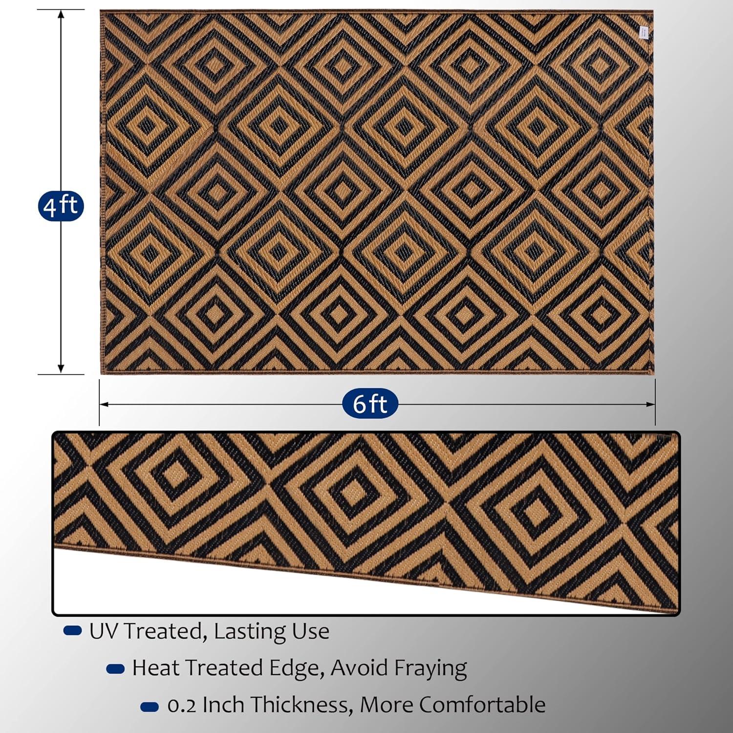 Alfombra Reversible Ridota 1.22x1.83m Patio Exterior Geométrica