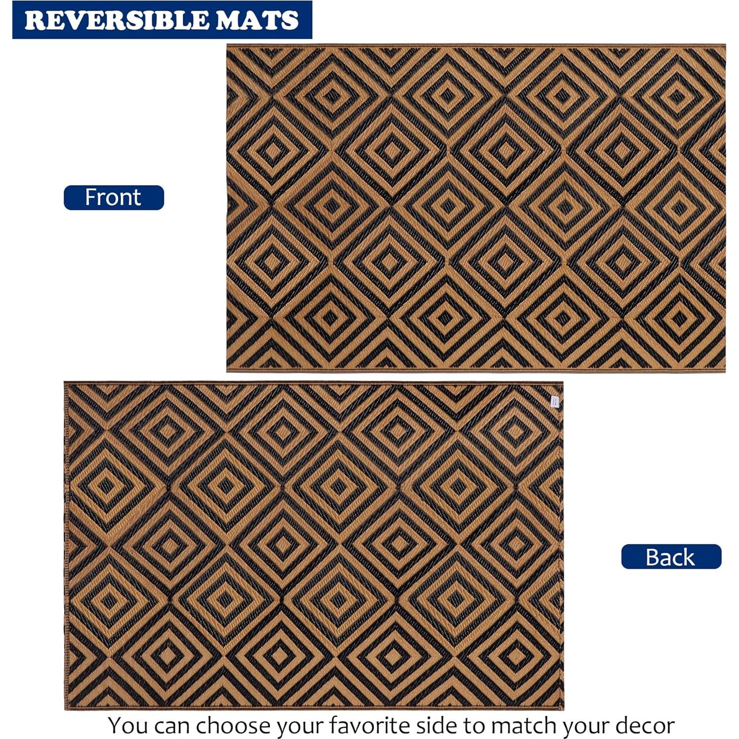 Alfombra Reversible Ridota 1.22x1.83m Patio Exterior Geométrica