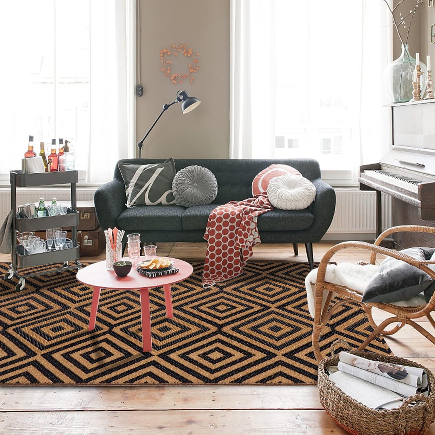 Alfombra Reversible Ridota 1.22x1.83m Patio Exterior Geométrica