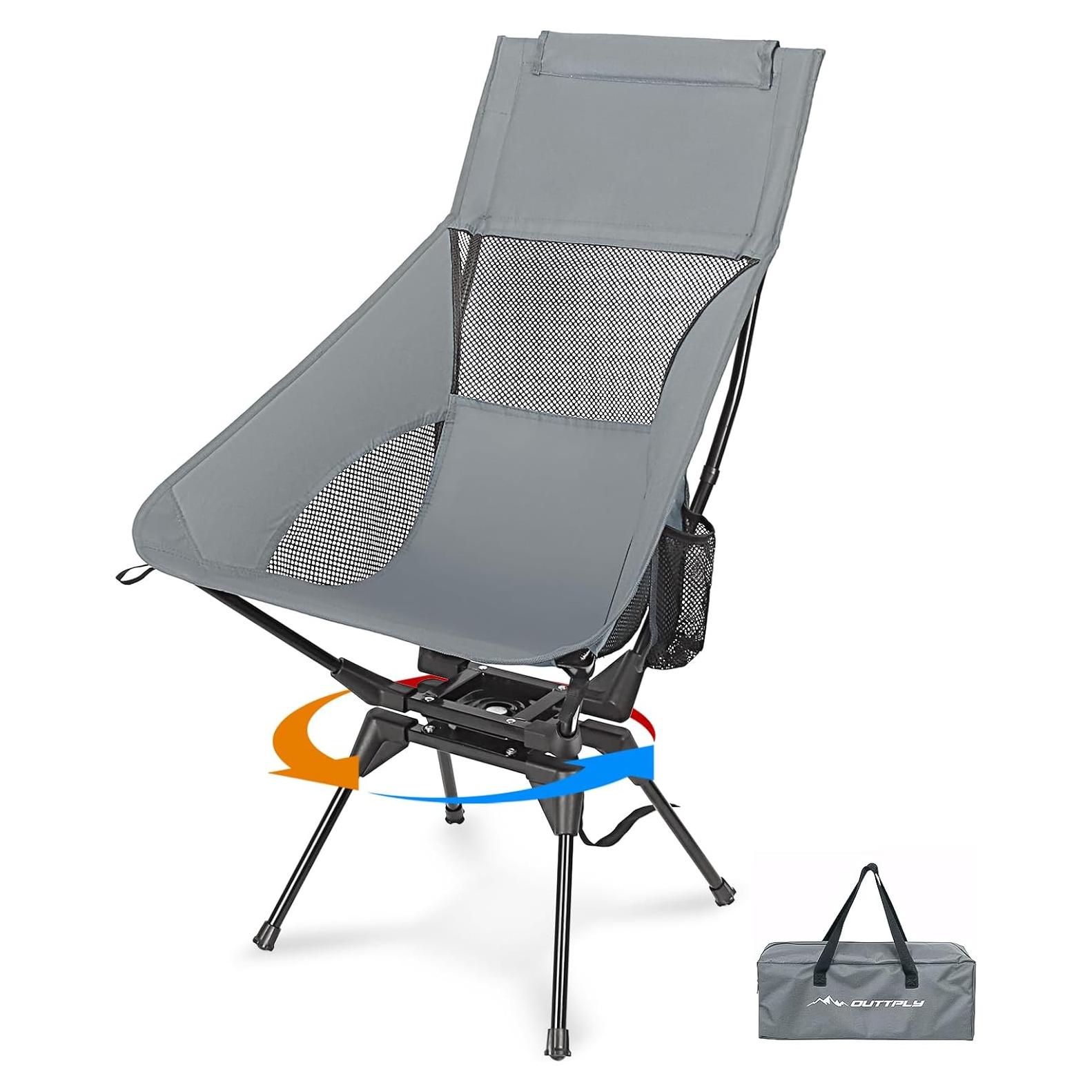 Silla Plegable Giratoria OUTTPLY con Respaldo Alto y Soporte Cabeza