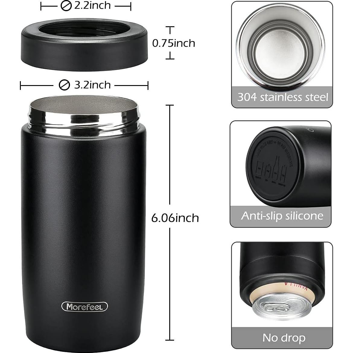 Enfriador de Latas 4 en 1 MoreFeel Acero Inoxidable Negro