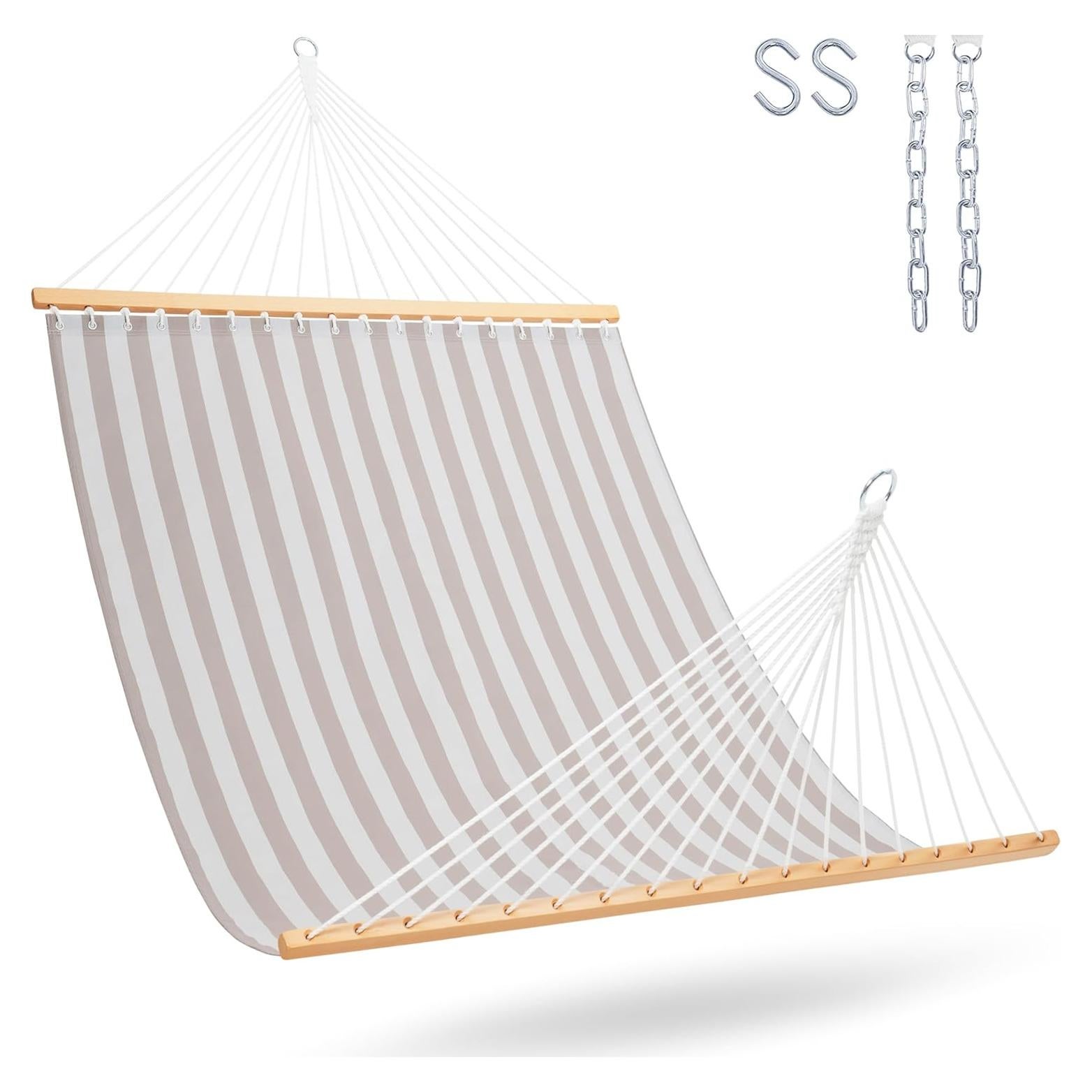 Hamaca Lazy Daze Doble Textilene Rayas Beige 204 kg