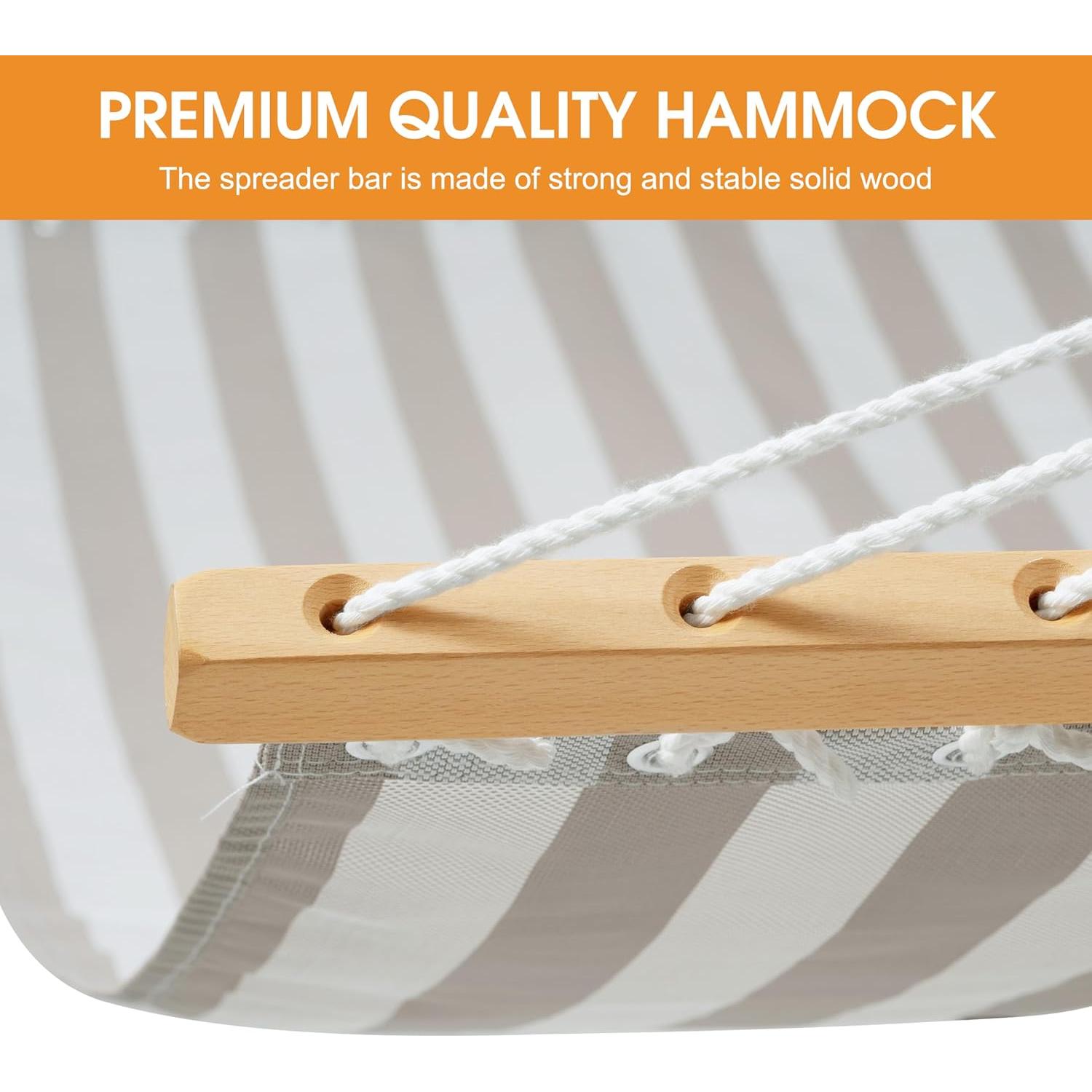 Hamaca Lazy Daze Doble Textilene Rayas Beige 204 kg