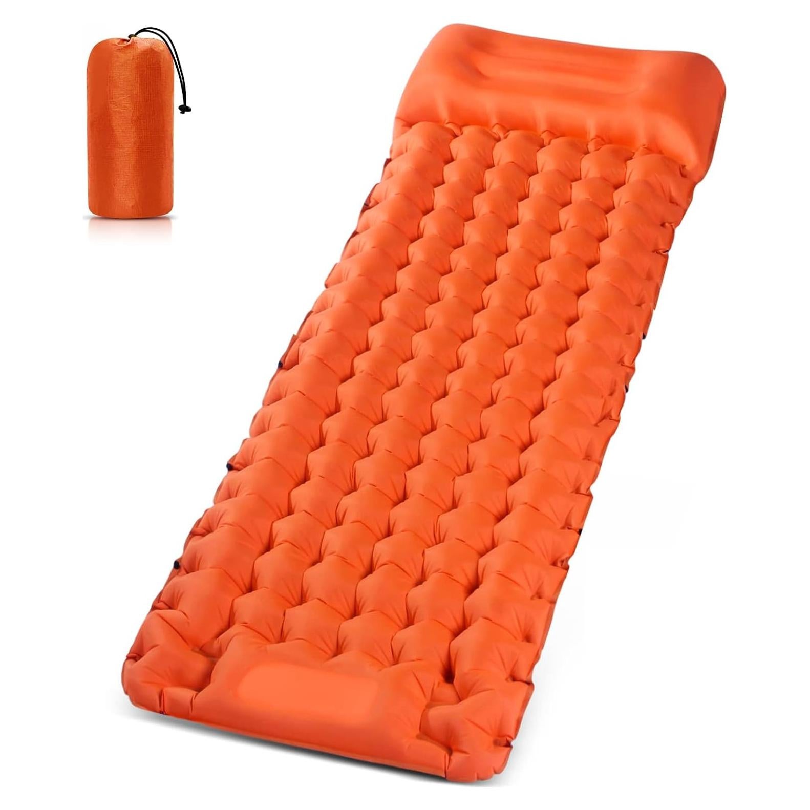 Colchoneta de Camping GGOV Naranja Individual 203x64x12 cm