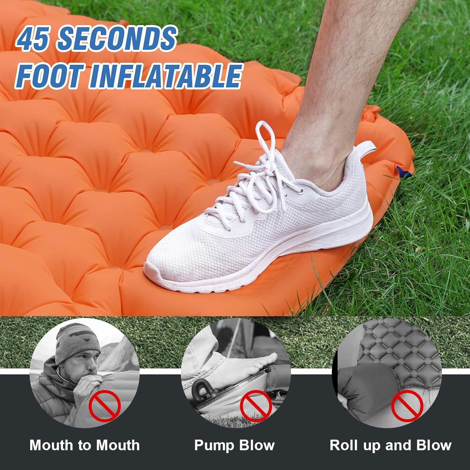 Colchoneta de Camping GGOV Naranja Individual 203x64x12 cm