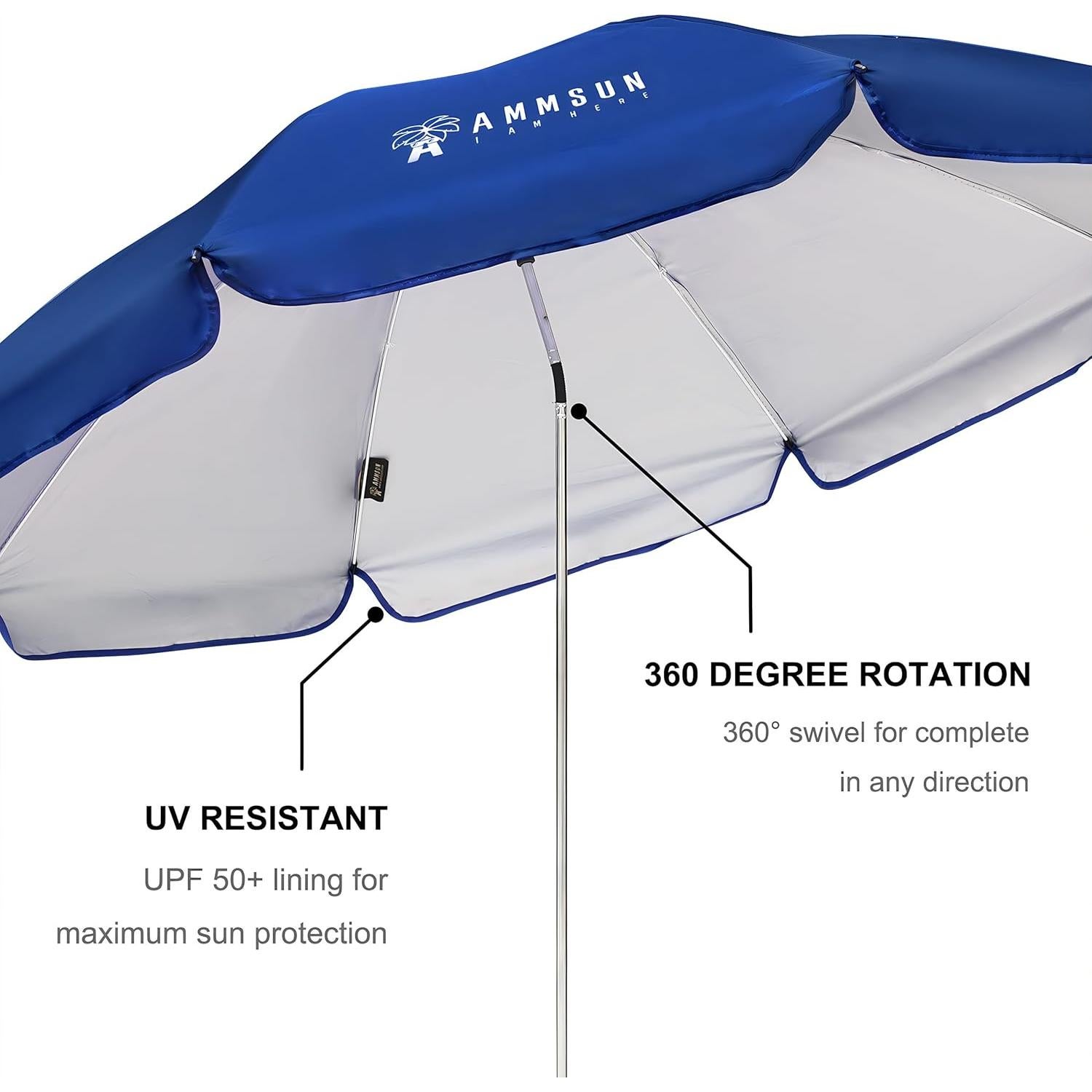 Paraguas XL AMMSUN con abrazadera universal 132 cm UPF 50+