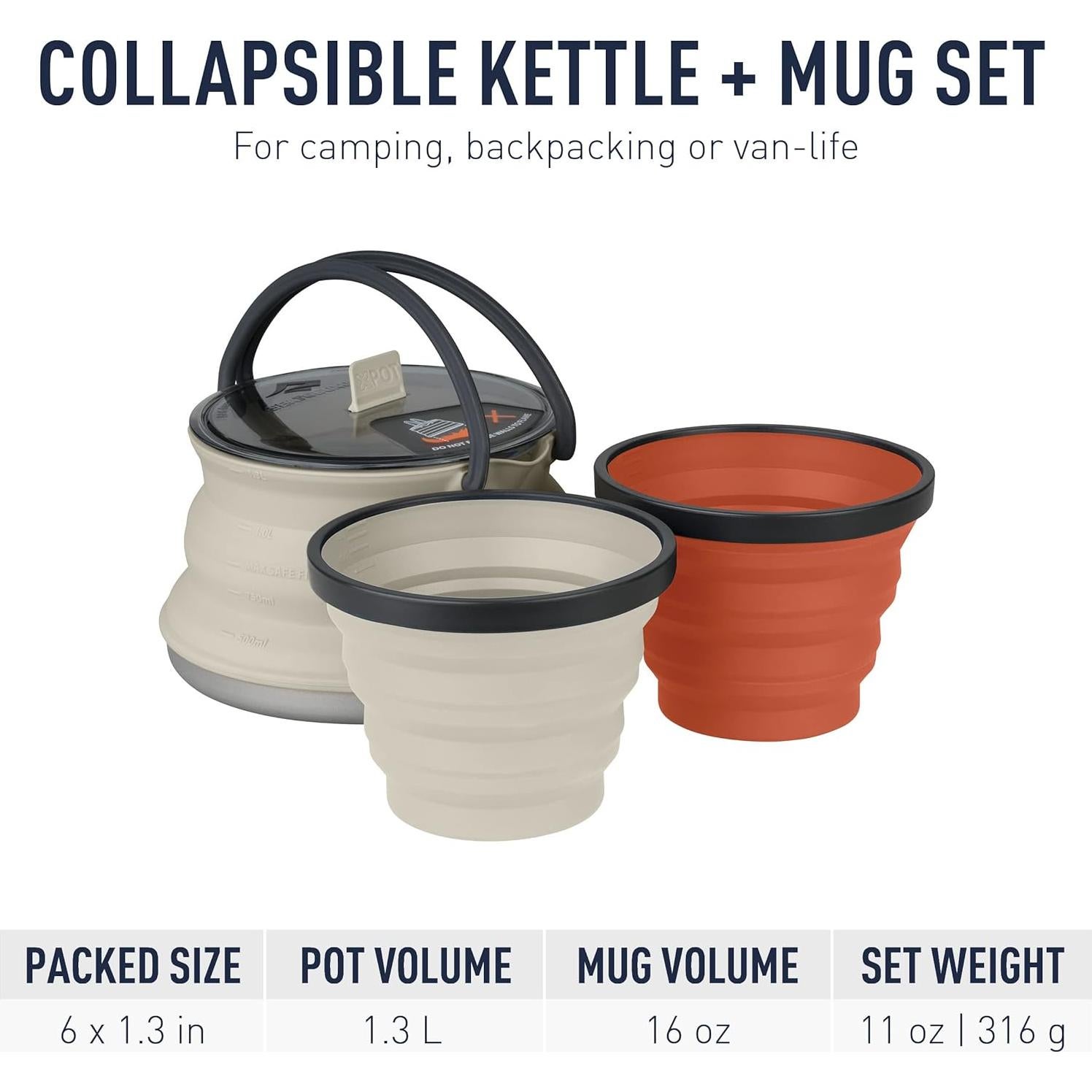 Juego de Tetera y Tazas Plegables X-Pot Sea to Summit 1.3L