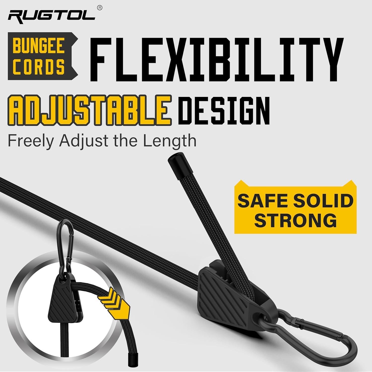 Cuerdas Bungee Ajustables Rugtol 48" (121.92 cm) - Paquete de 6