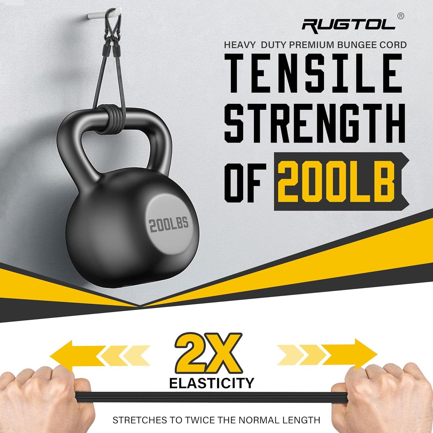 Cuerdas Bungee Ajustables Rugtol 48" (121.92 cm) - Paquete de 6