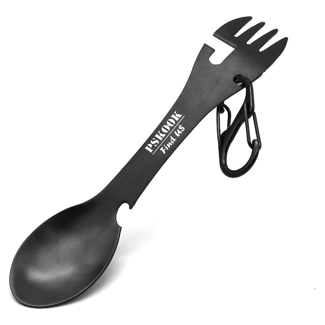Cuchara Táctica 5-en-1 PSKOOK Acero Inoxidable 17.5cm Negra