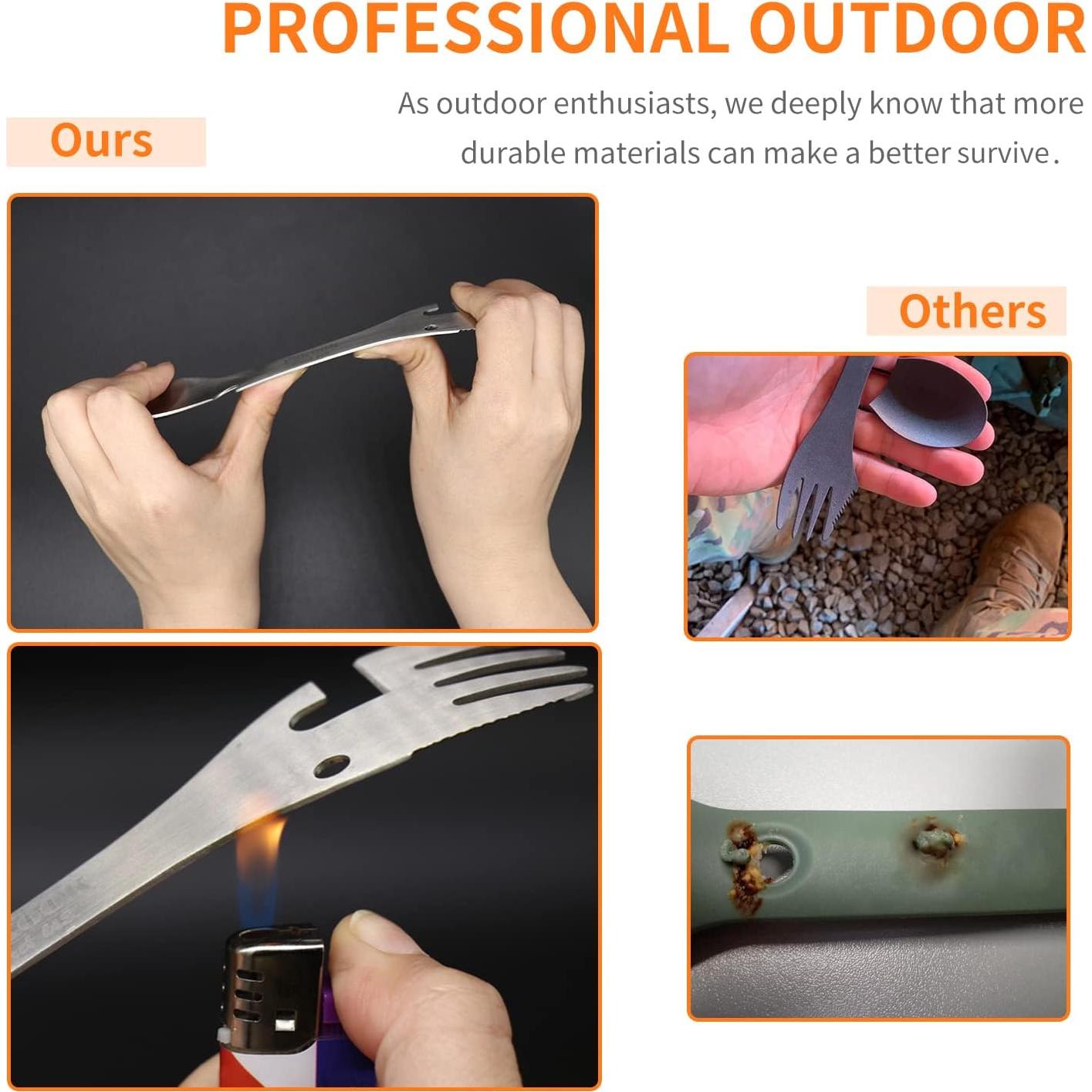 Cuchara Táctica 5-en-1 PSKOOK Acero Inoxidable 17.5cm Negra