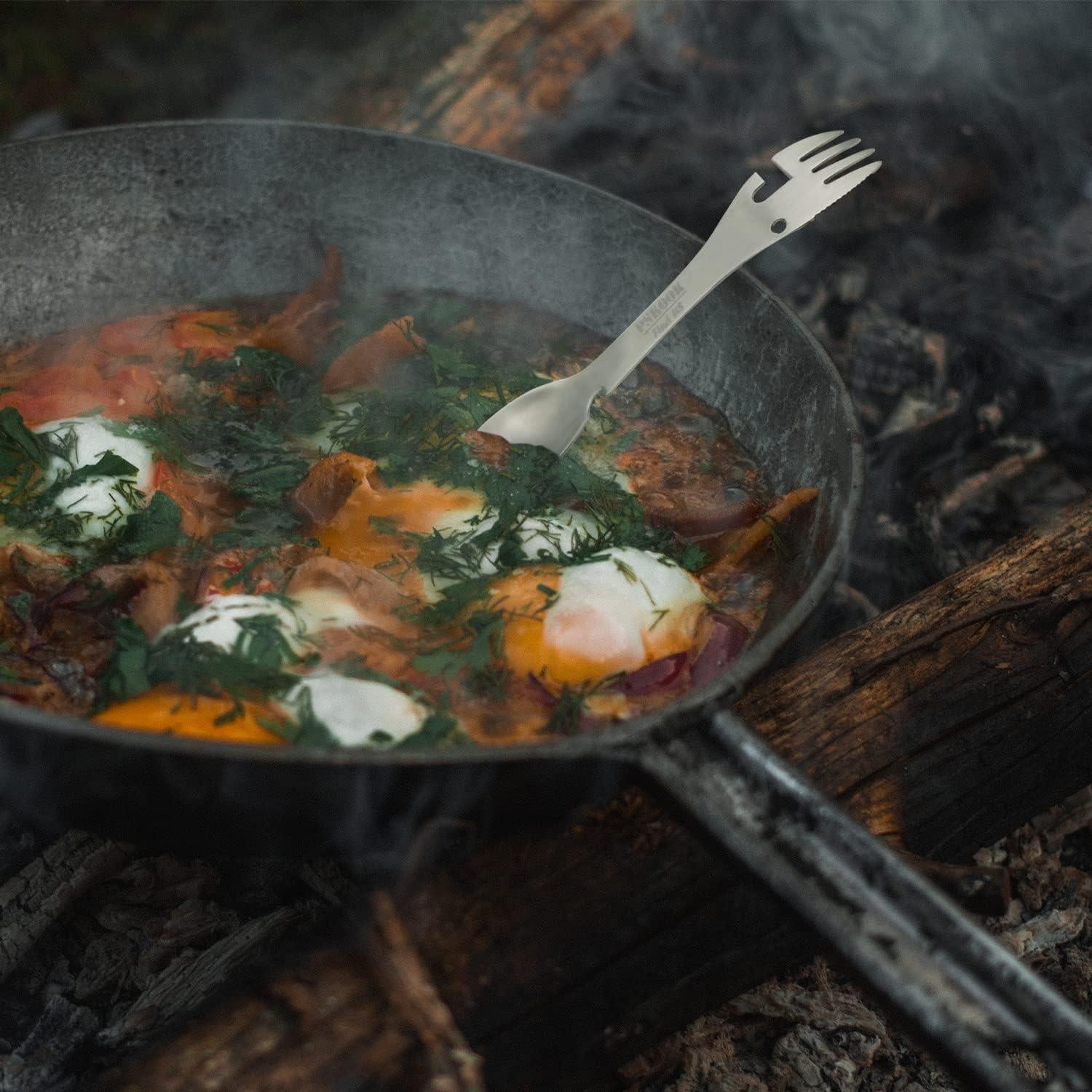 Cuchara Táctica 5-en-1 PSKOOK Acero Inoxidable 17.5cm Negra