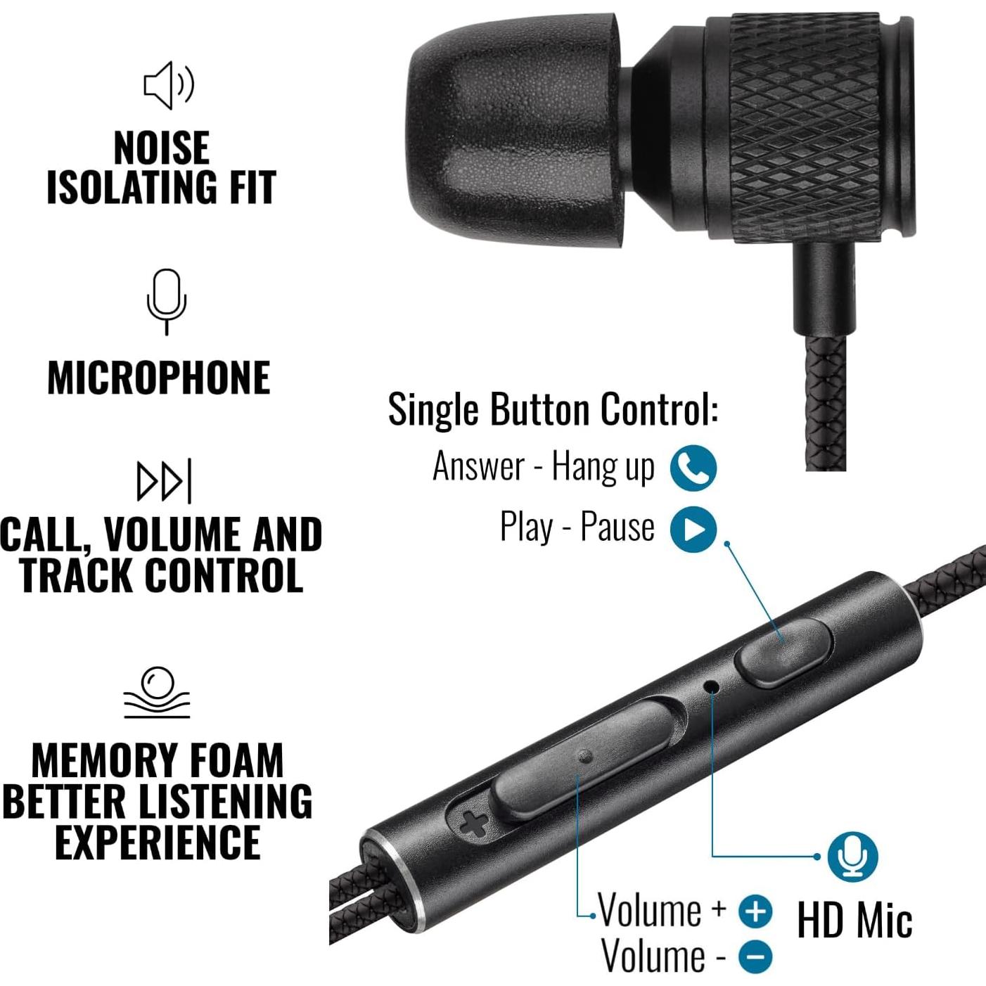 Auriculares In-Ear LUDOS ULTRA con Micrófono 1.28m Negro