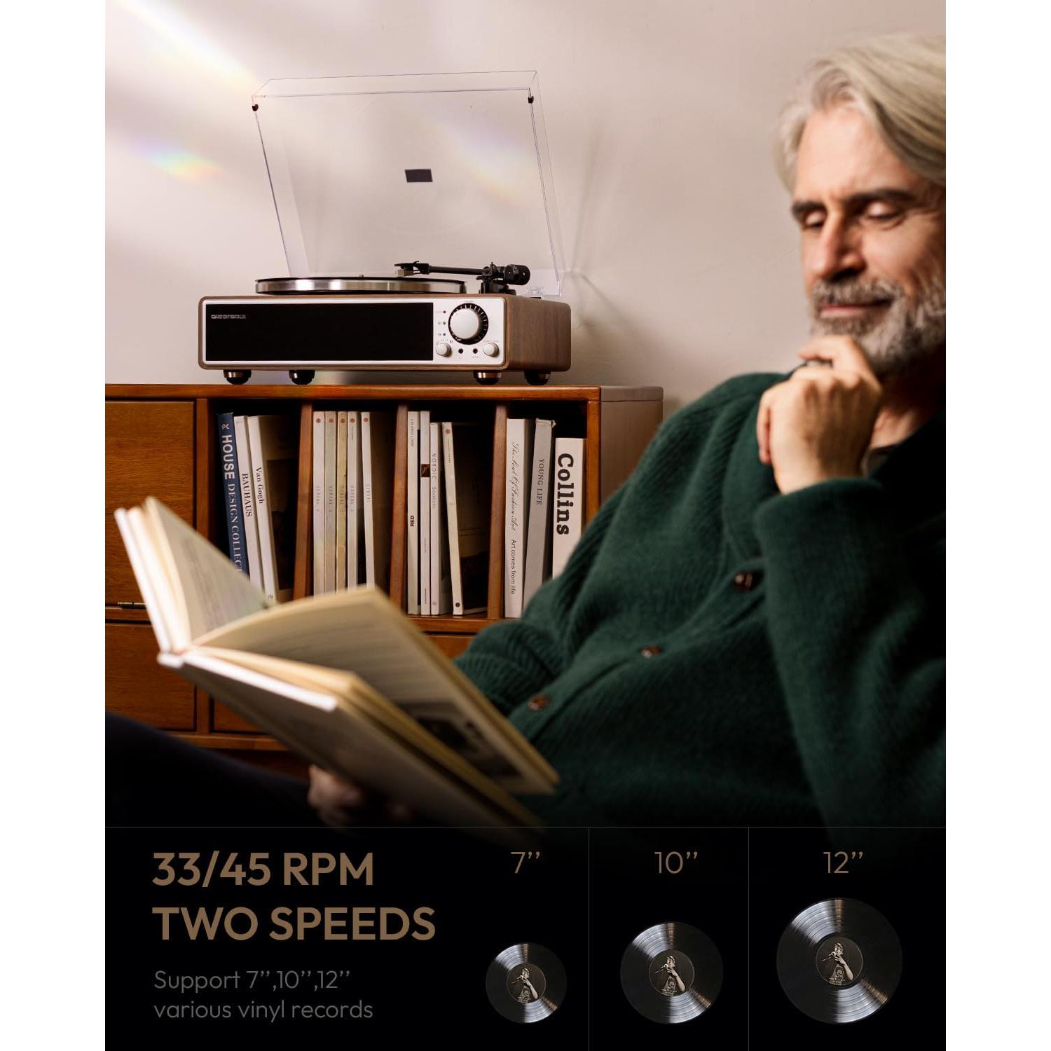 Tocadiscos ONE-Q HiFi Bluetooth 5.4 con Altavoces Integrados