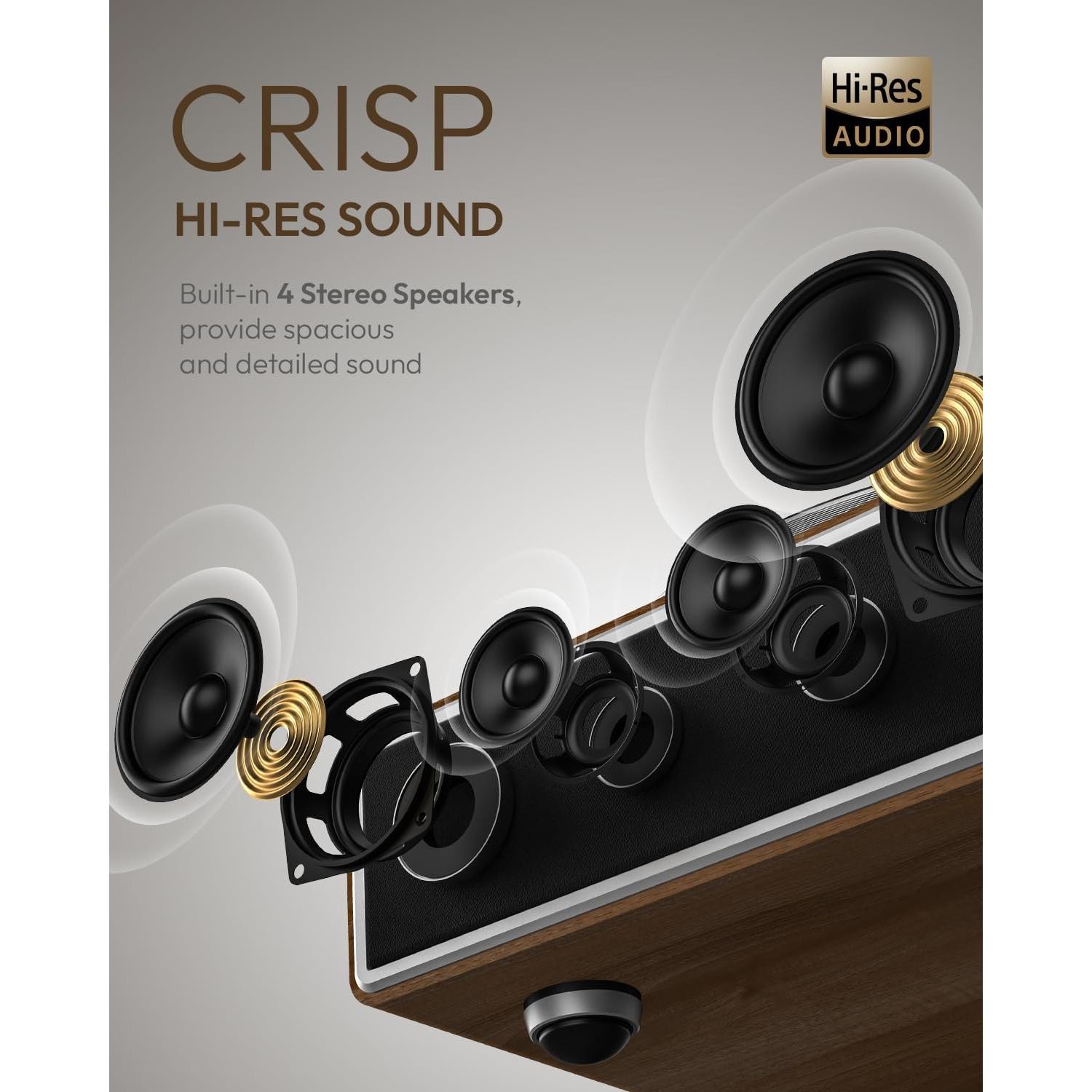 Tocadiscos ONE-Q HiFi Bluetooth 5.4 con Altavoces Integrados