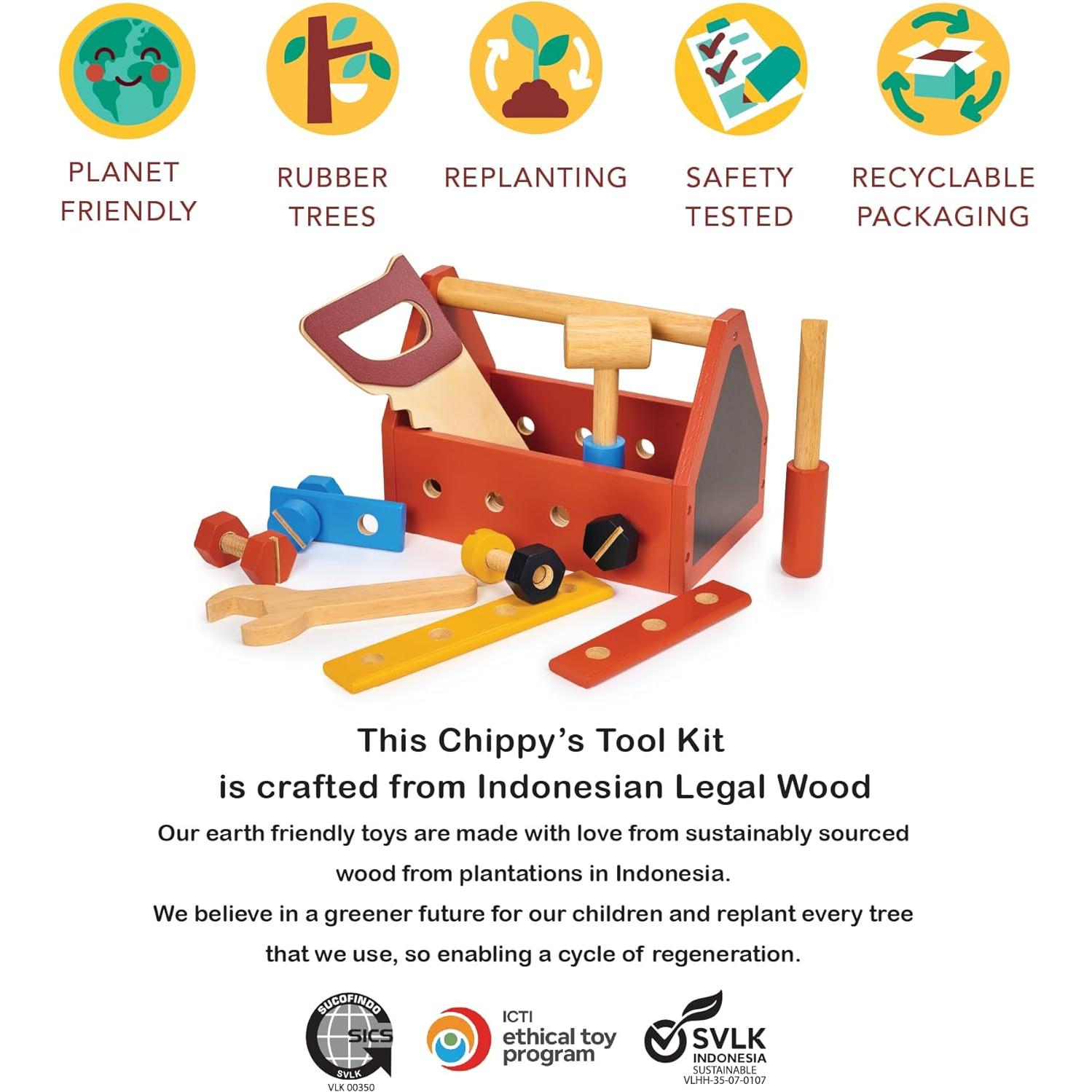 Kit de Herramientas de Madera Mentari - Juego de Construcción 3+