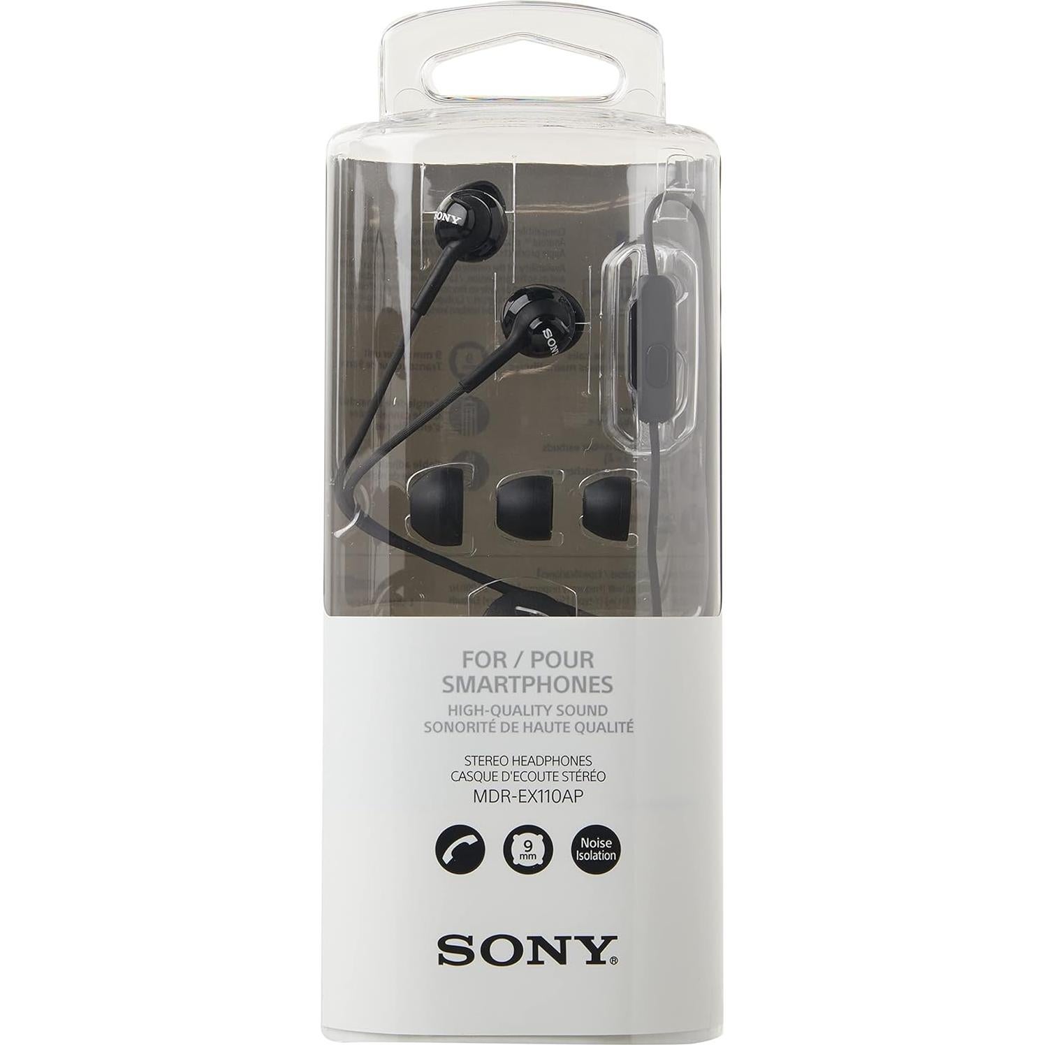 Auriculares Sony MDREX110AP con micrófono y control - Negro