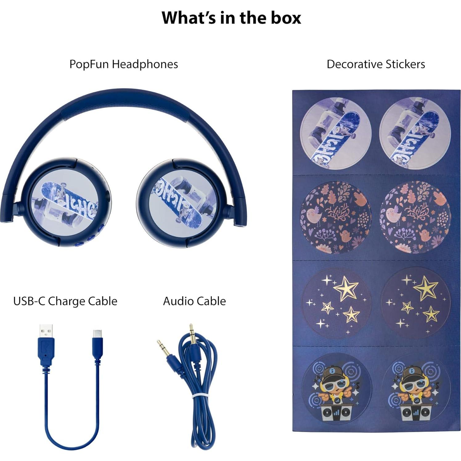 Auriculares Bluetooth Plegables Onanoff BuddyPhones PopFun Azul - SafeAudio 85/94dB