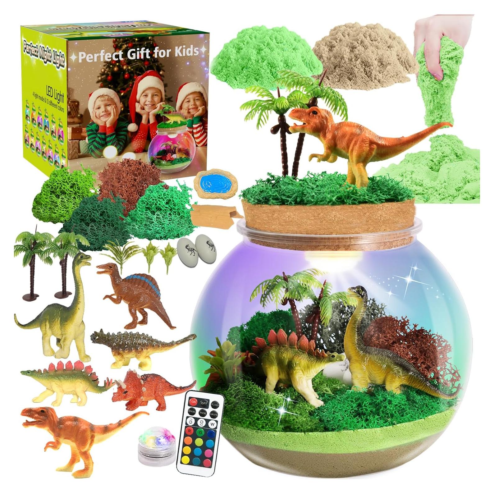 Kit de Terrario de Dinosaurios Kiddgroo con Luz LED