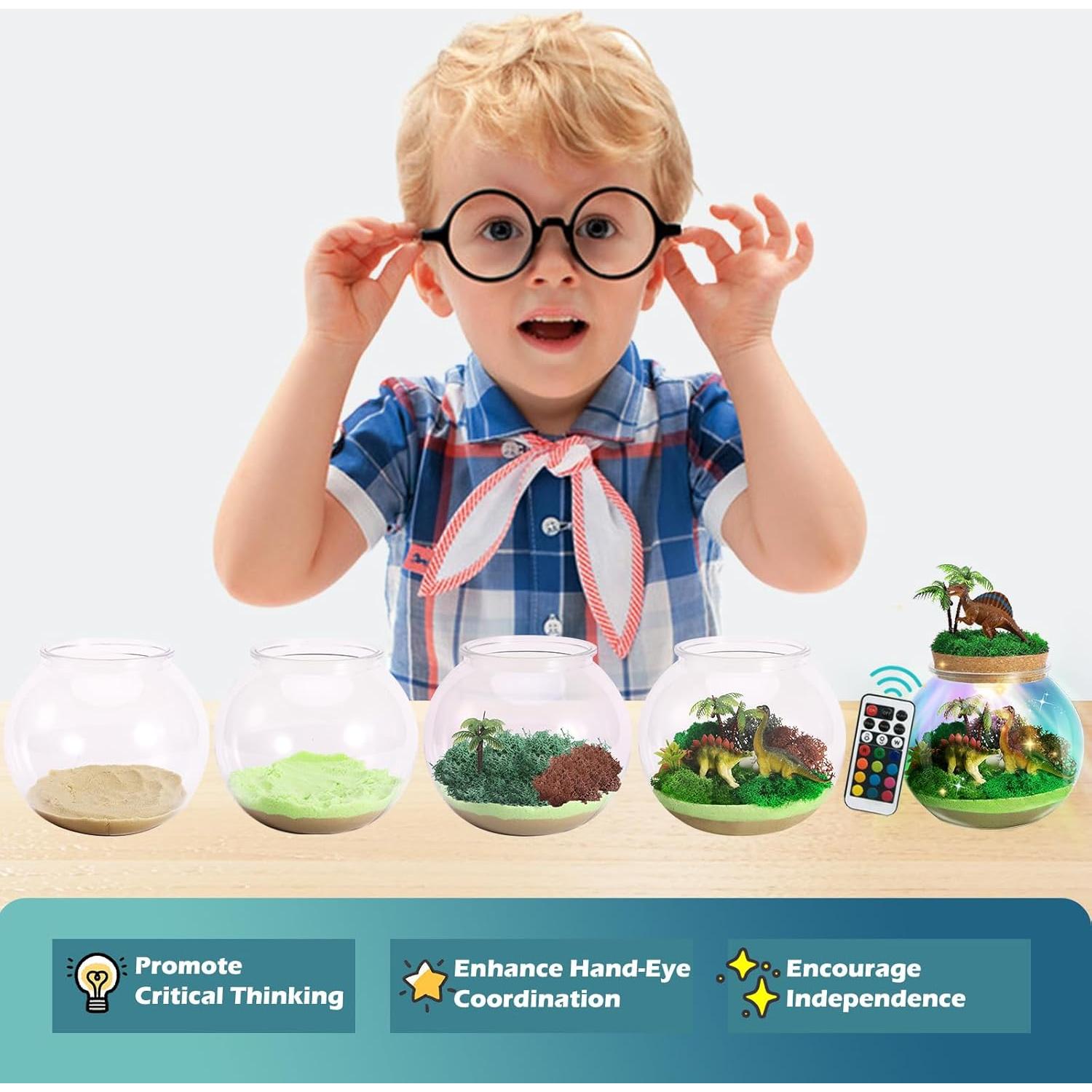 Kit de Terrario de Dinosaurios Kiddgroo con Luz LED