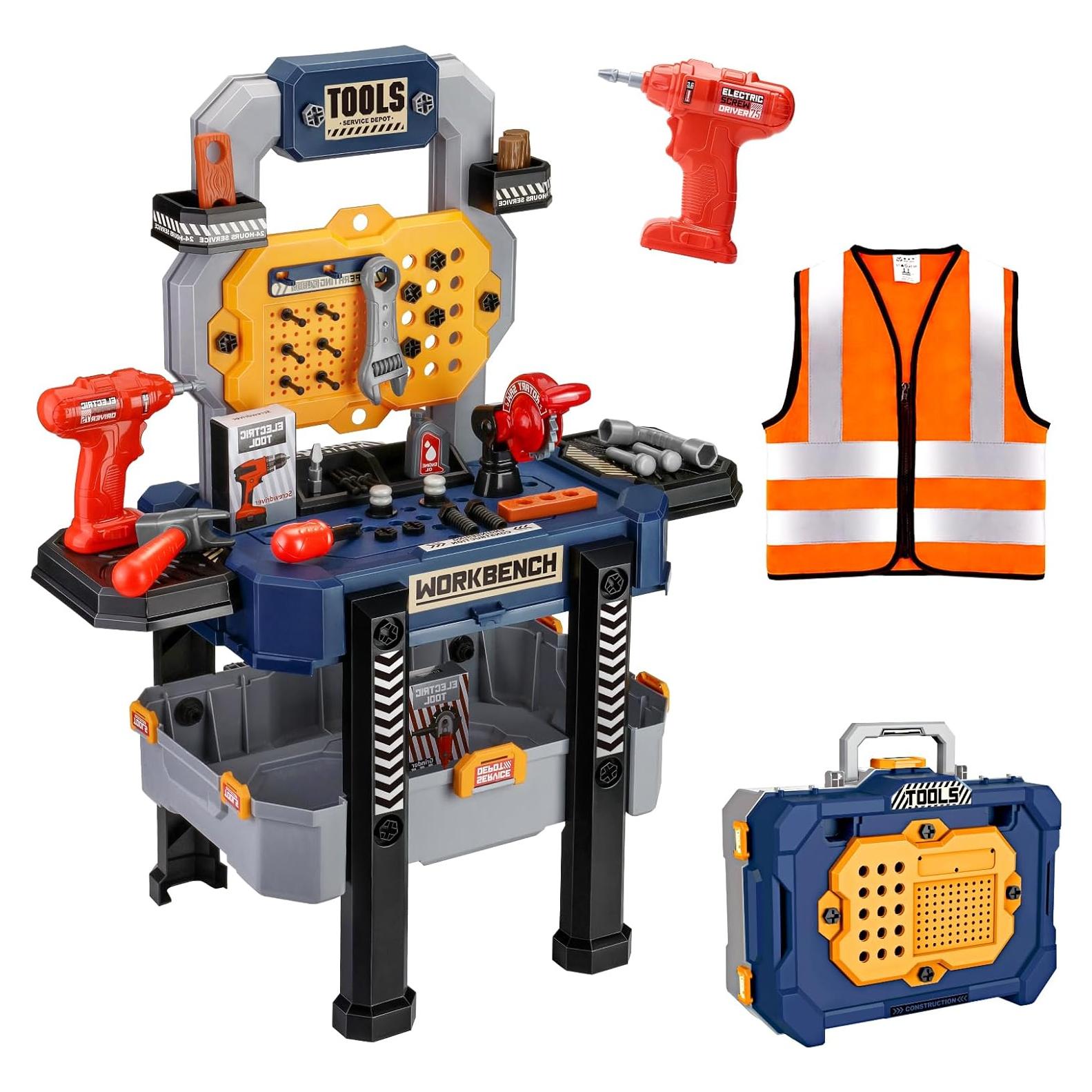 Banco de herramientas para niños Deejoy 79 piezas azul