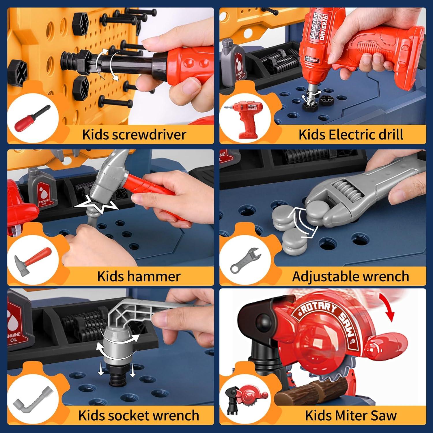 Banco de herramientas para niños Deejoy 79 piezas azul