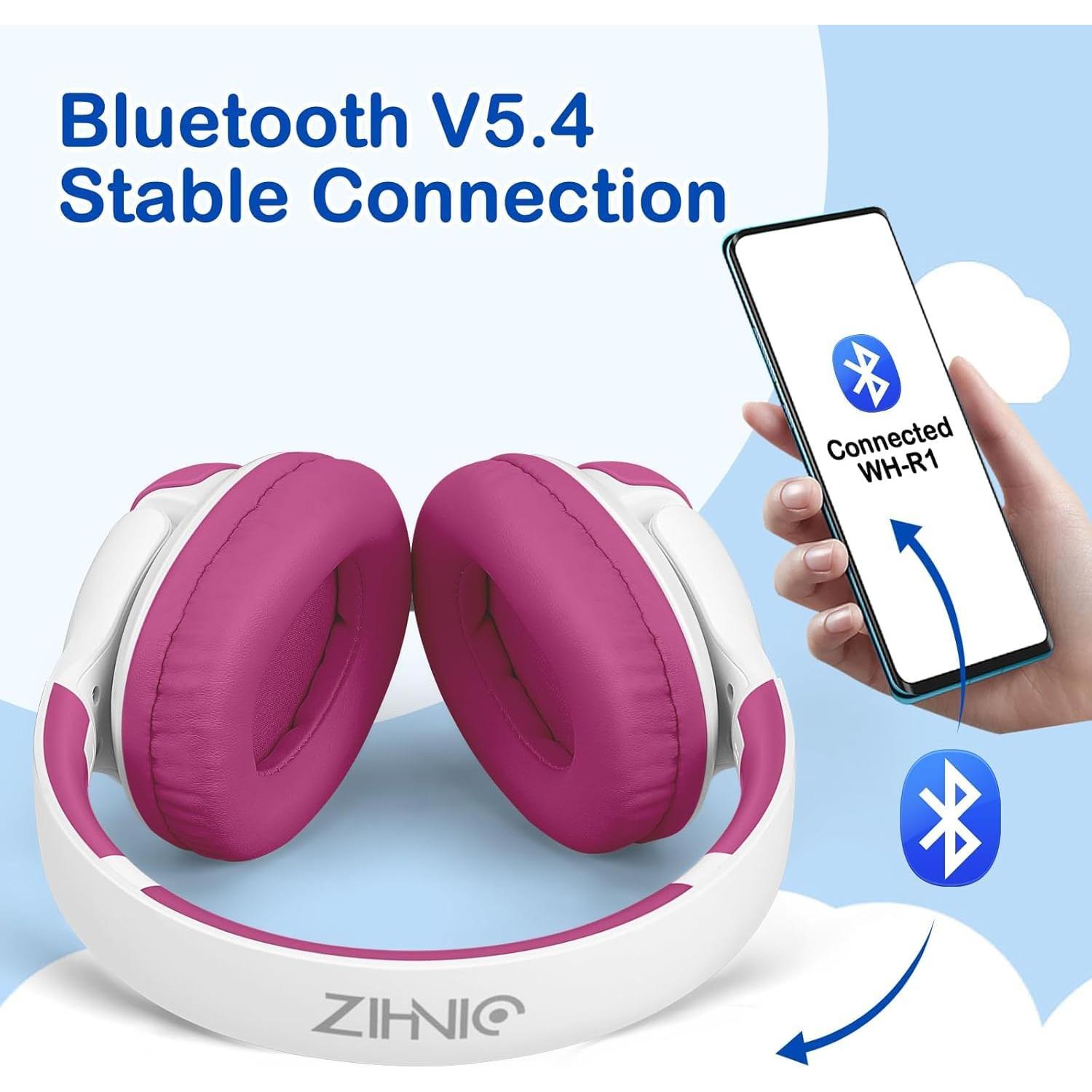 Auriculares Bluetooth ZIHNIC R1 para Niños - 40 Horas, Púrpura