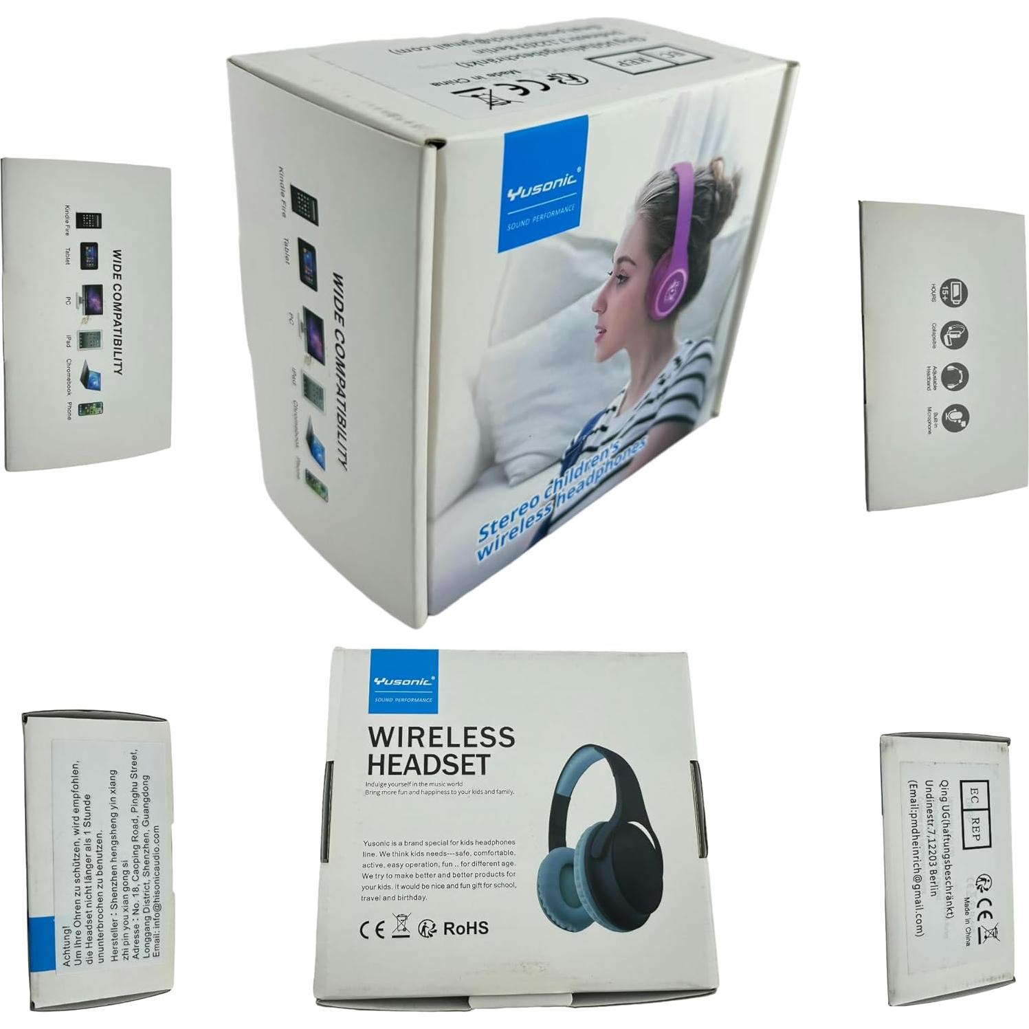 Auriculares Inalámbricos Yusonic Unicornio LED 6h Batería 93dB