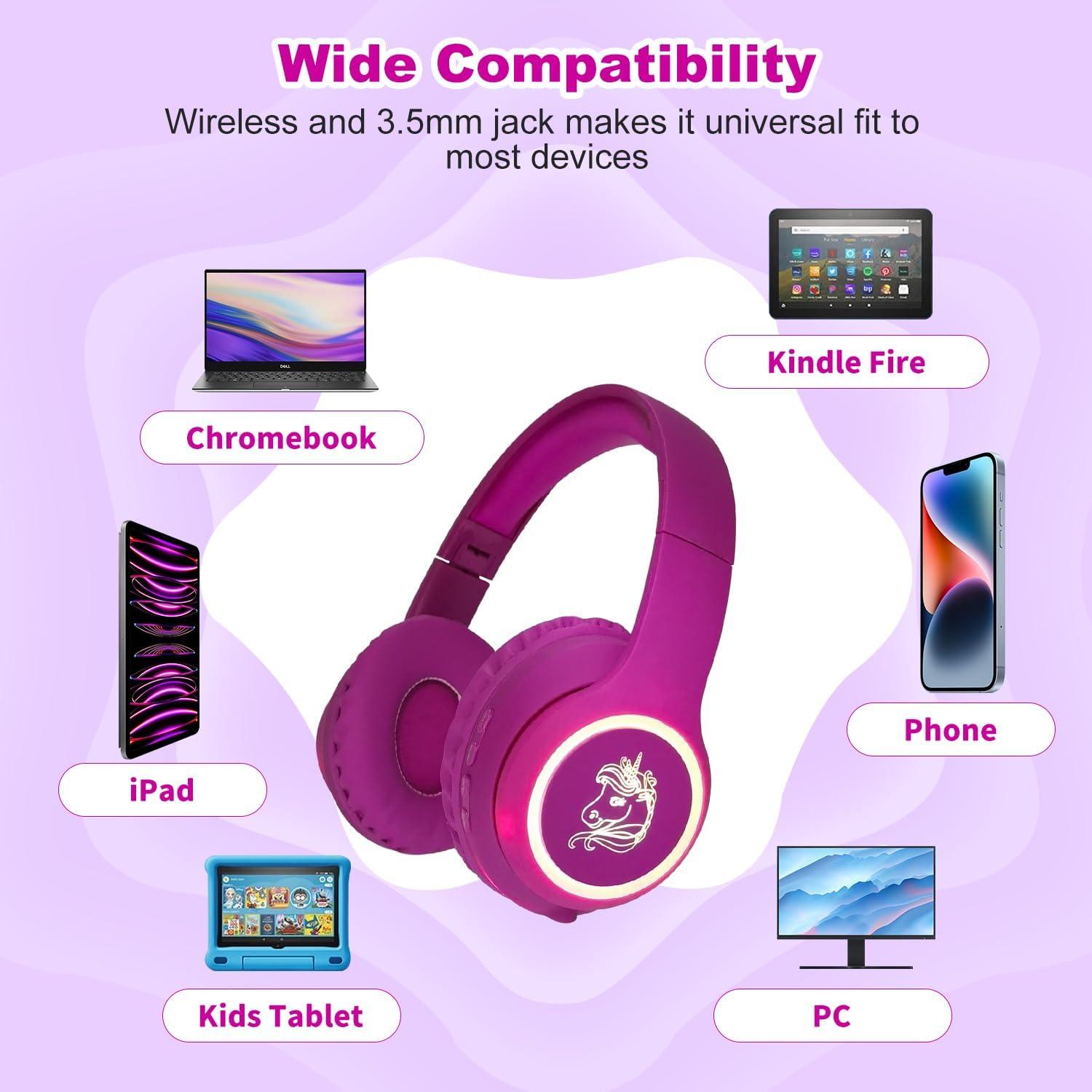 Auriculares Inalámbricos Yusonic Unicornio LED 6h Batería 93dB