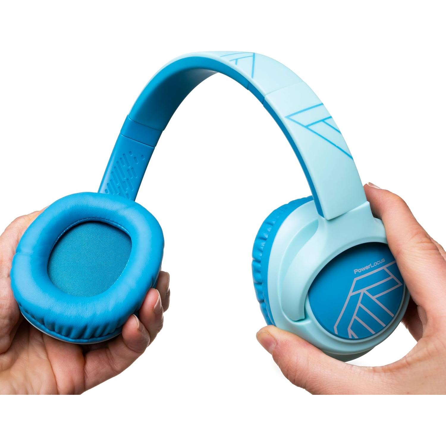 PowerLocus Kids Wireless Headphones, Bluetooth Kids Headphones LED Lights Over Ear with 74/85/94dB Volume Limited, 45H Playtime,Built-in Mic, Two Device Share Mode, HD Stereo for Travel/PC/Tablet