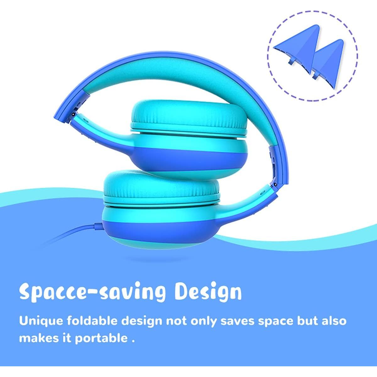 gorsun Kids Headphones with Limited Volume, Cat Ear Toddler Headphones, Wired Headphone Over Ear for Boys and Girls,Stereo Sound Foldable 3.5mm Headset for Children