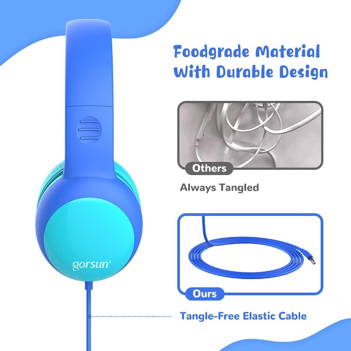 gorsun Kids Headphones with Limited Volume, Cat Ear Toddler Headphones, Wired Headphone Over Ear for Boys and Girls,Stereo Sound Foldable 3.5mm Headset for Children