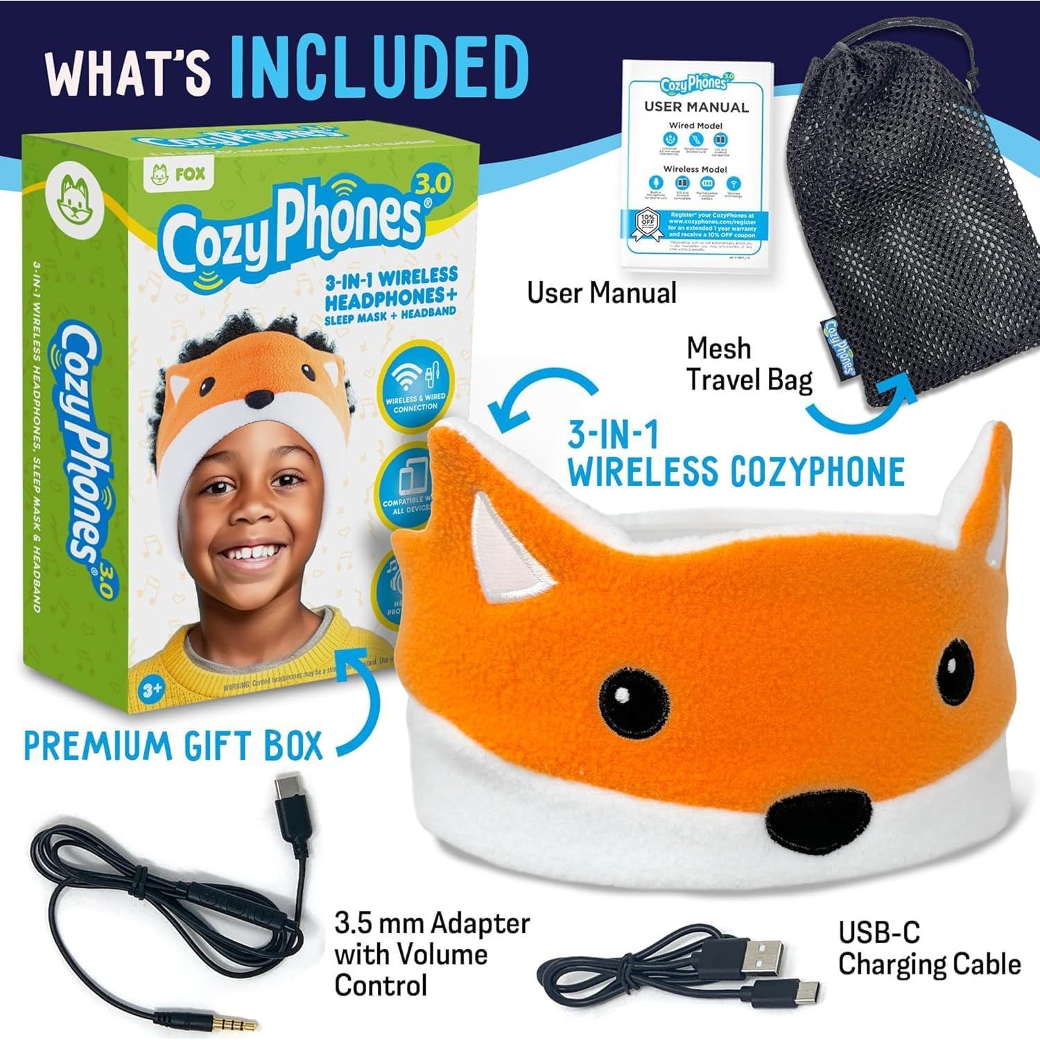 Auriculares Inalámbricos y con Cable CozyPhones Zorro 2024