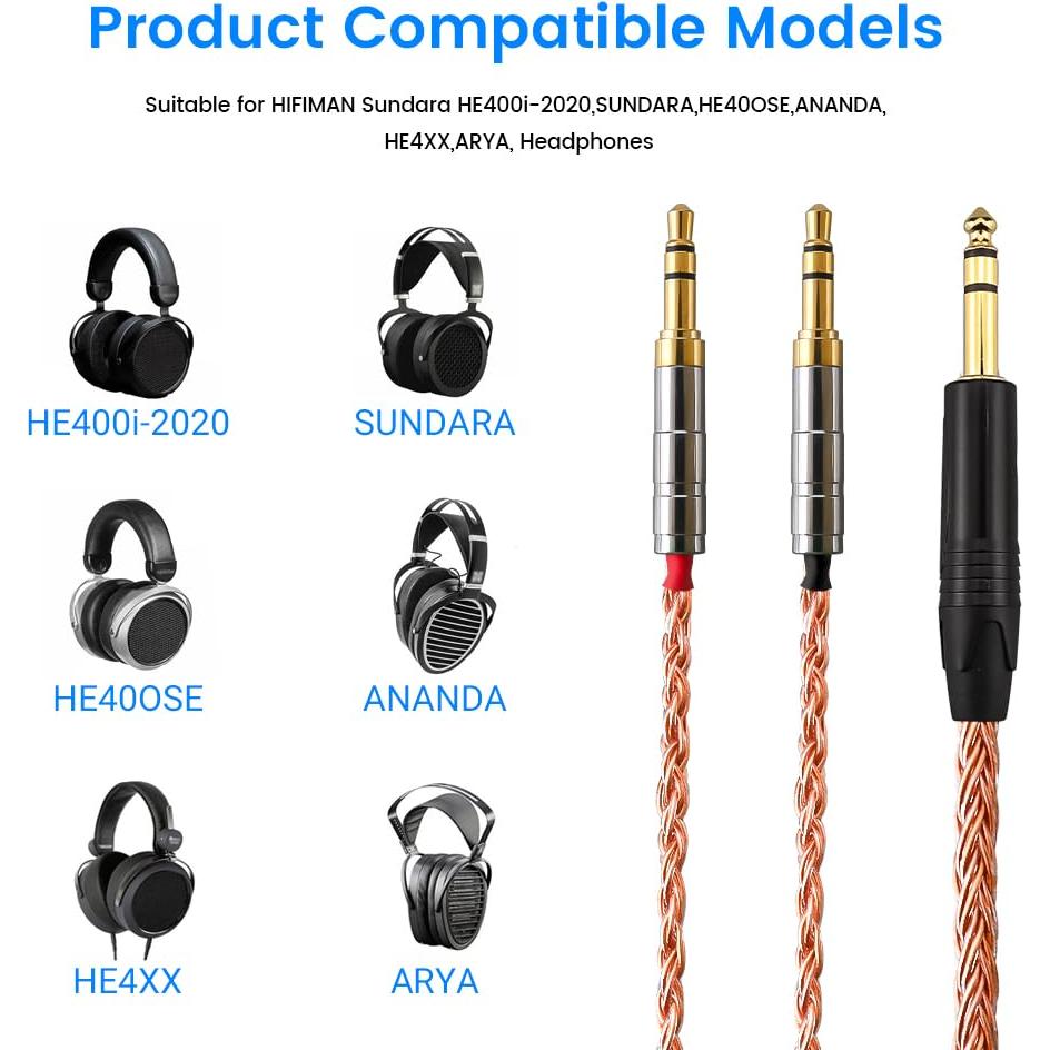 Cable de audio 6.35mm a dual 3.5mm Hifiman 1.2m cobre