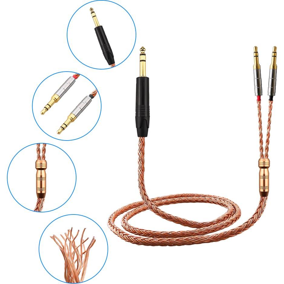 Cable de audio 6.35mm a dual 3.5mm Hifiman 1.2m cobre