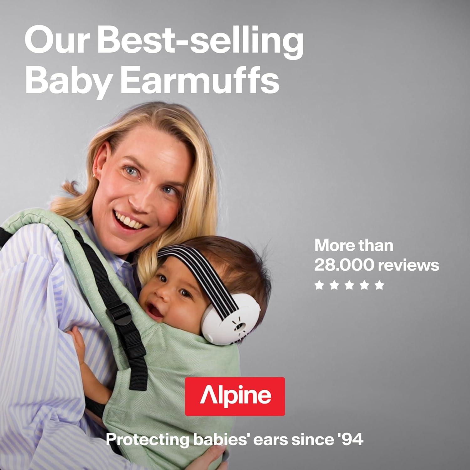 Alpine Muffy Baby Ear Protection for Babies and Toddlers up to 36 Months - CE & ANSI Certified - Noise Reduction Earmuffs - Comfortable Baby Headphones Against Hearing Damage & Improves Sleep - Black
