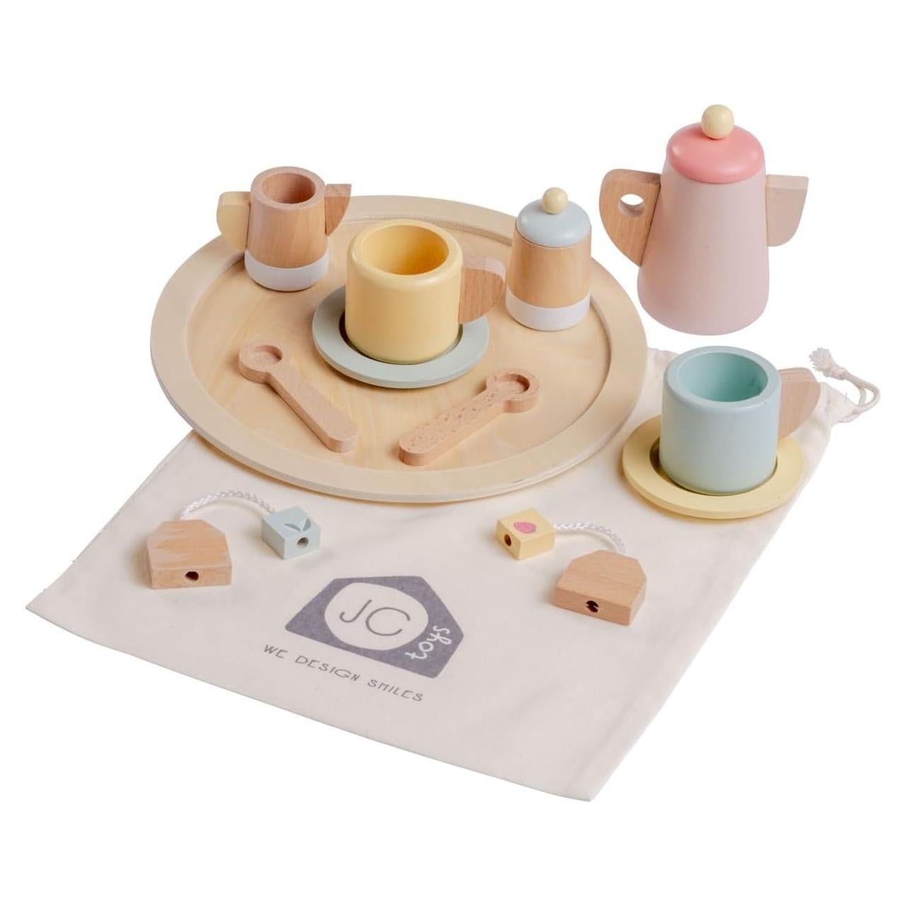 Set de té de madera real 12 piezas JC Toys Parfait