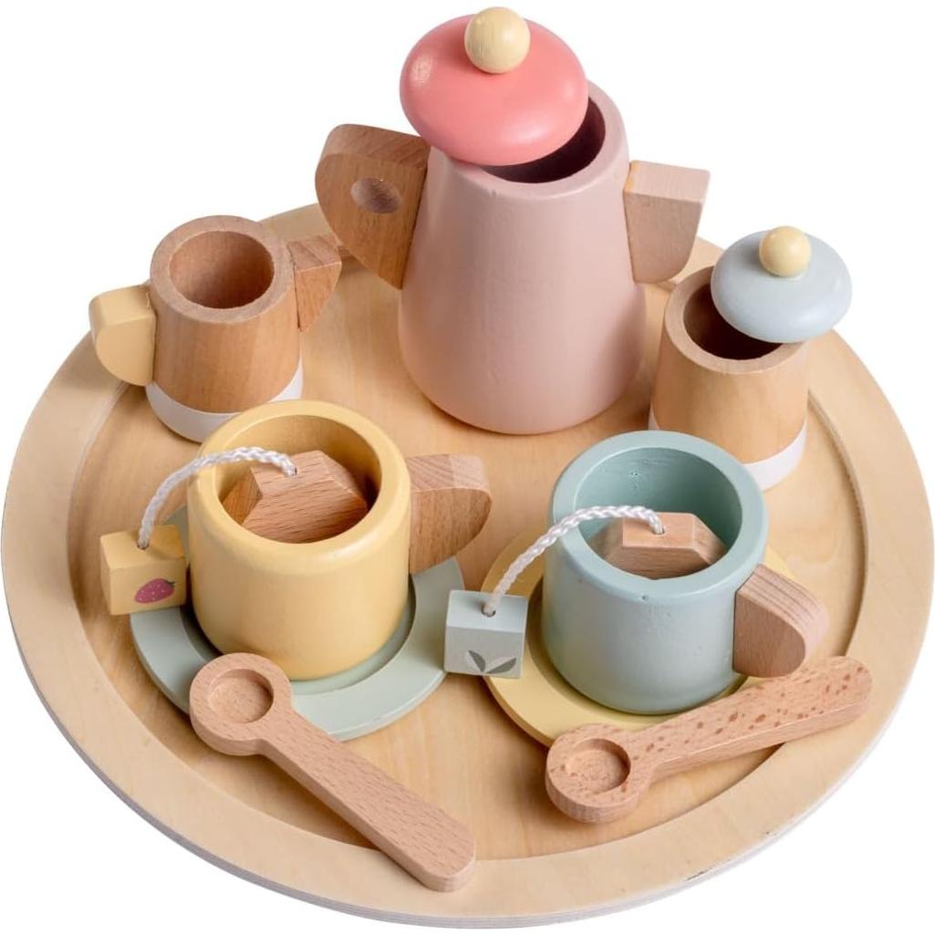 Set de té de madera real 12 piezas JC Toys Parfait