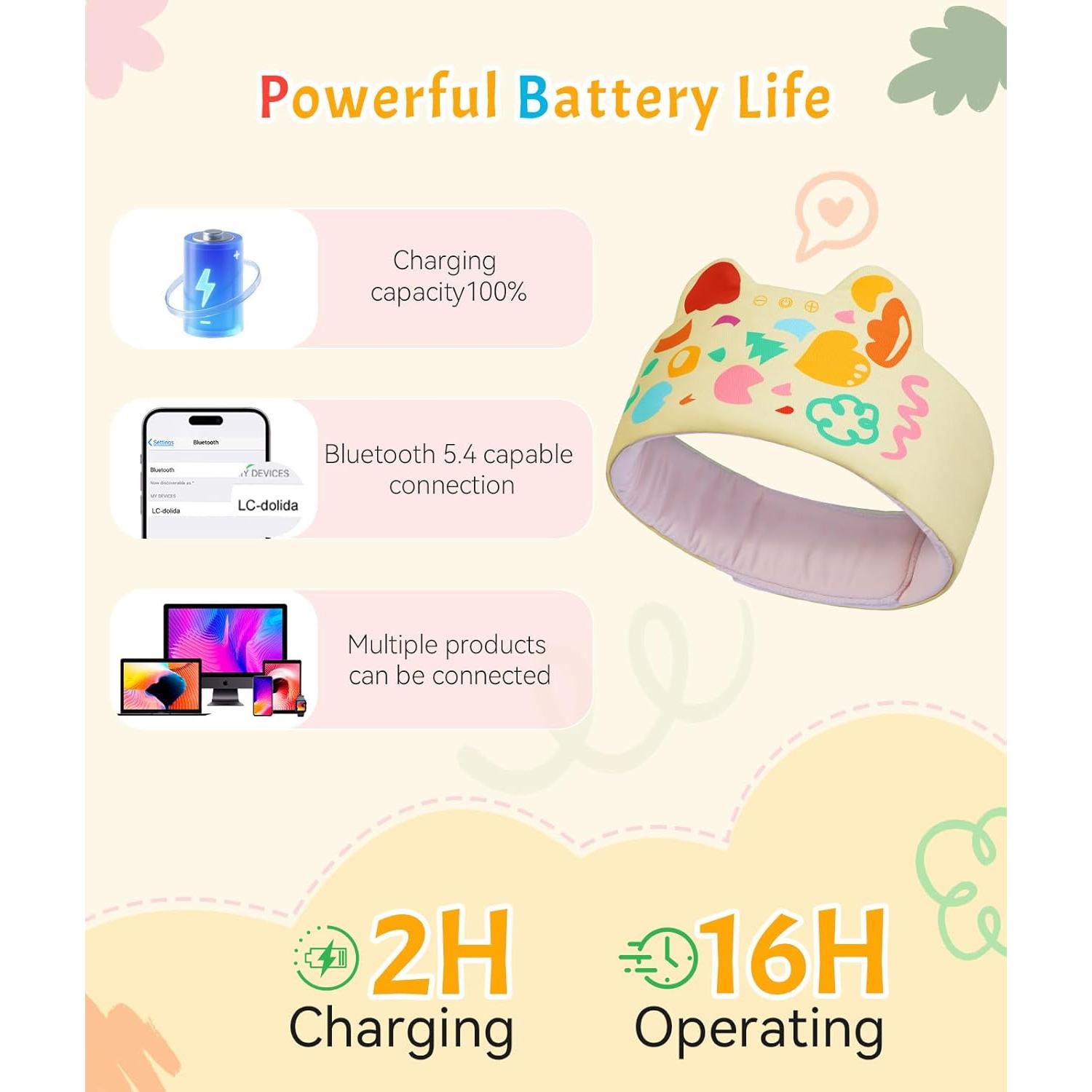 Auriculares Bluetooth para Niños LC-dolida Amarillo - Volumen Seguro