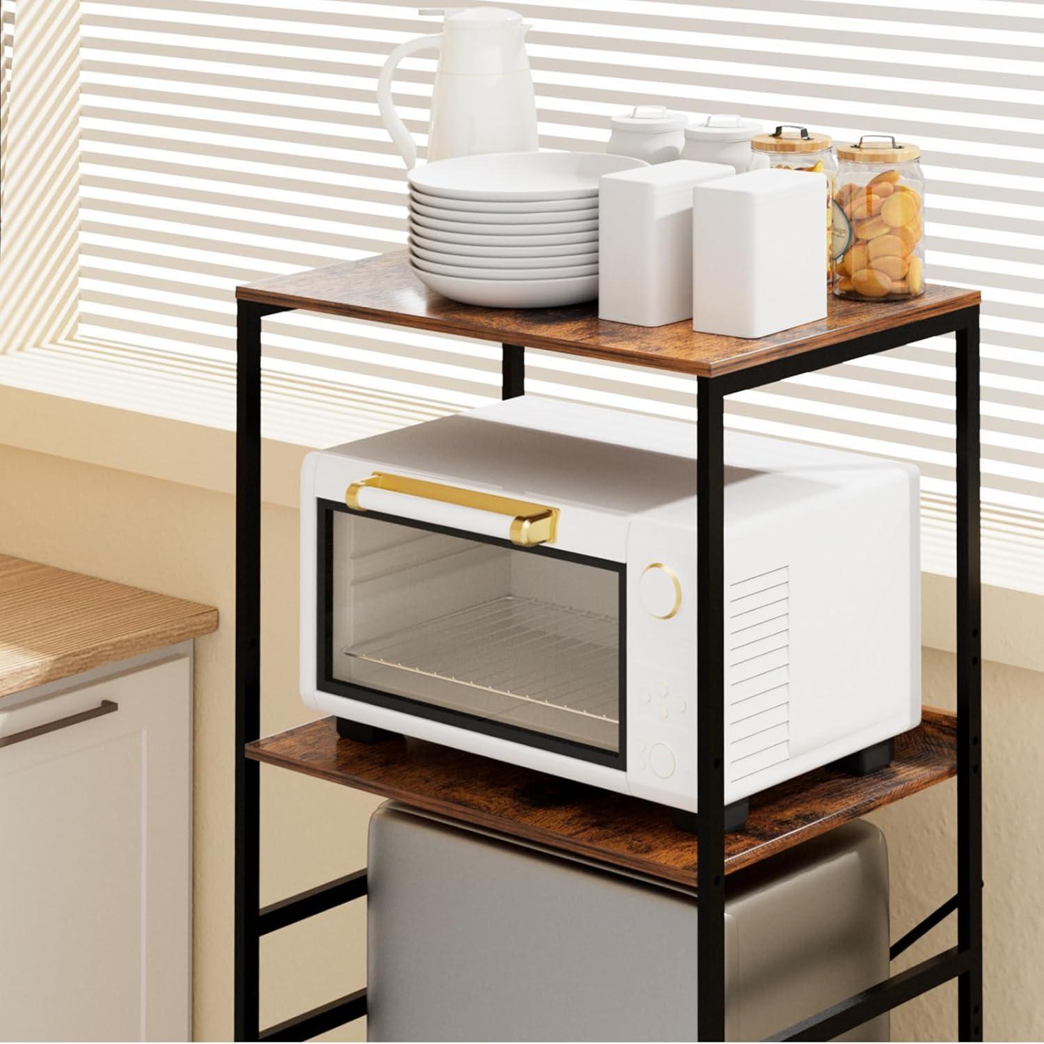 Estante Ajustable para Mini Nevera QieerHior 2 Niveles Marrón