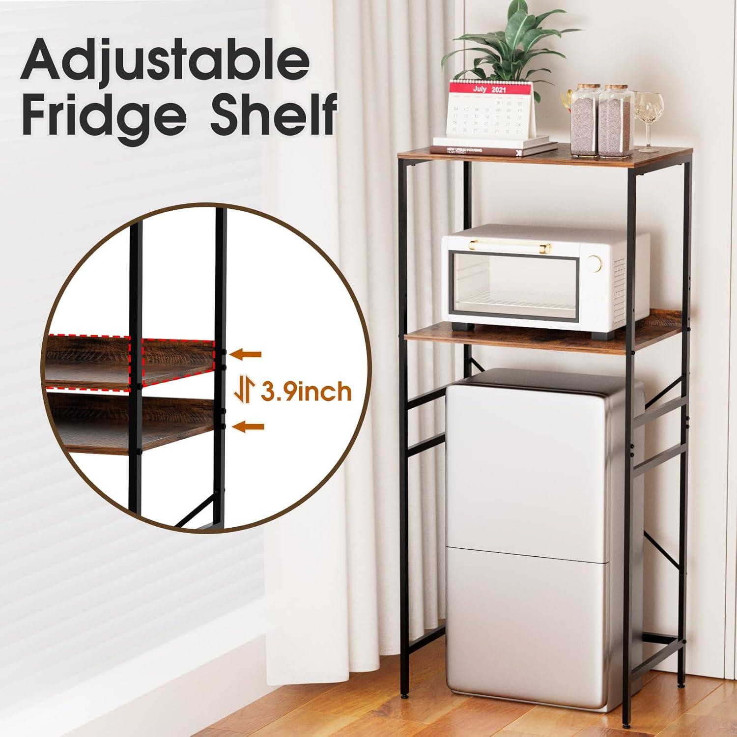 Estante Ajustable para Mini Nevera QieerHior 2 Niveles Marrón