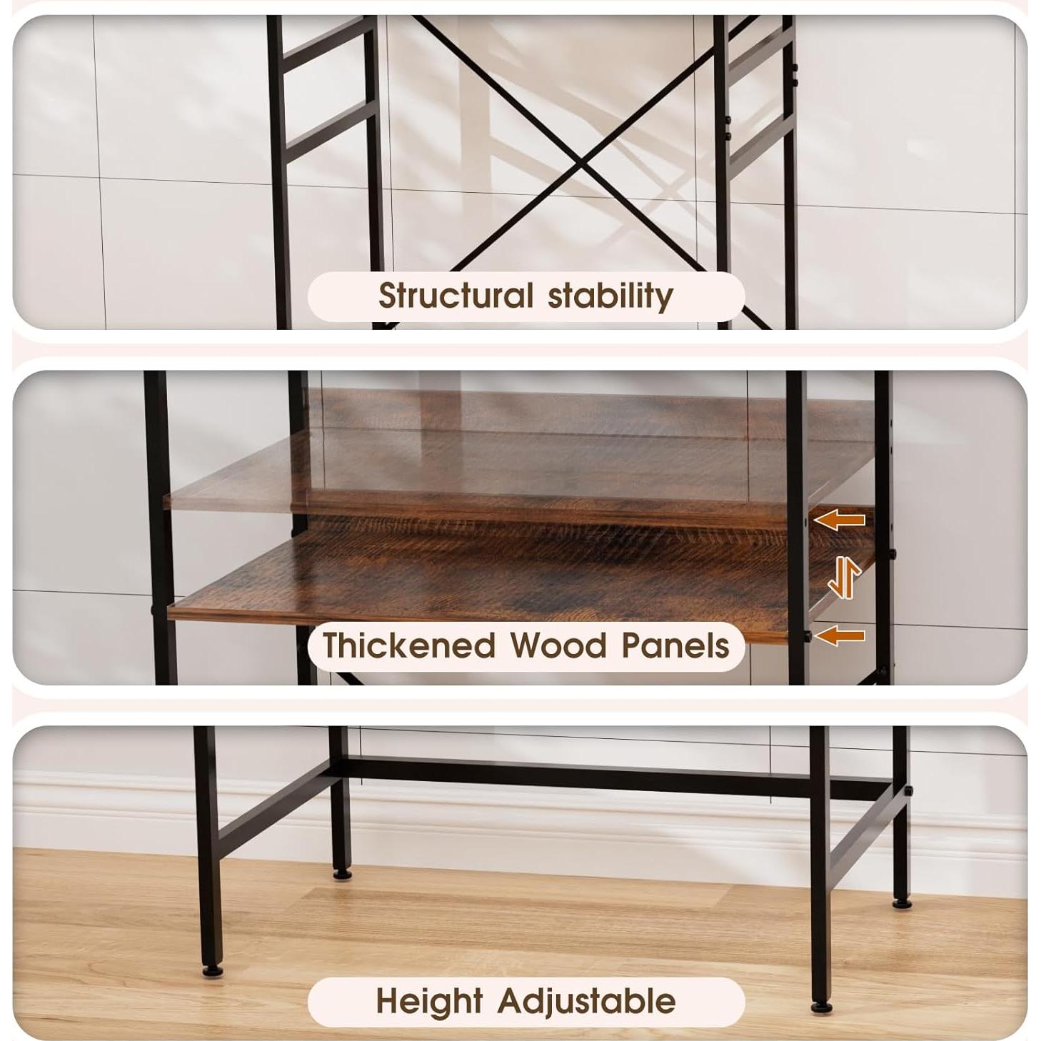 Estante Ajustable para Mini Nevera QieerHior 2 Niveles Marrón