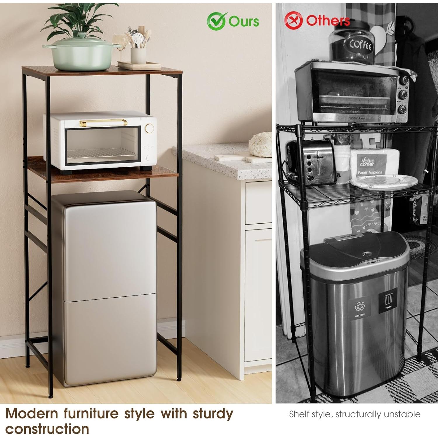 Estante Ajustable para Mini Nevera QieerHior 2 Niveles Marrón