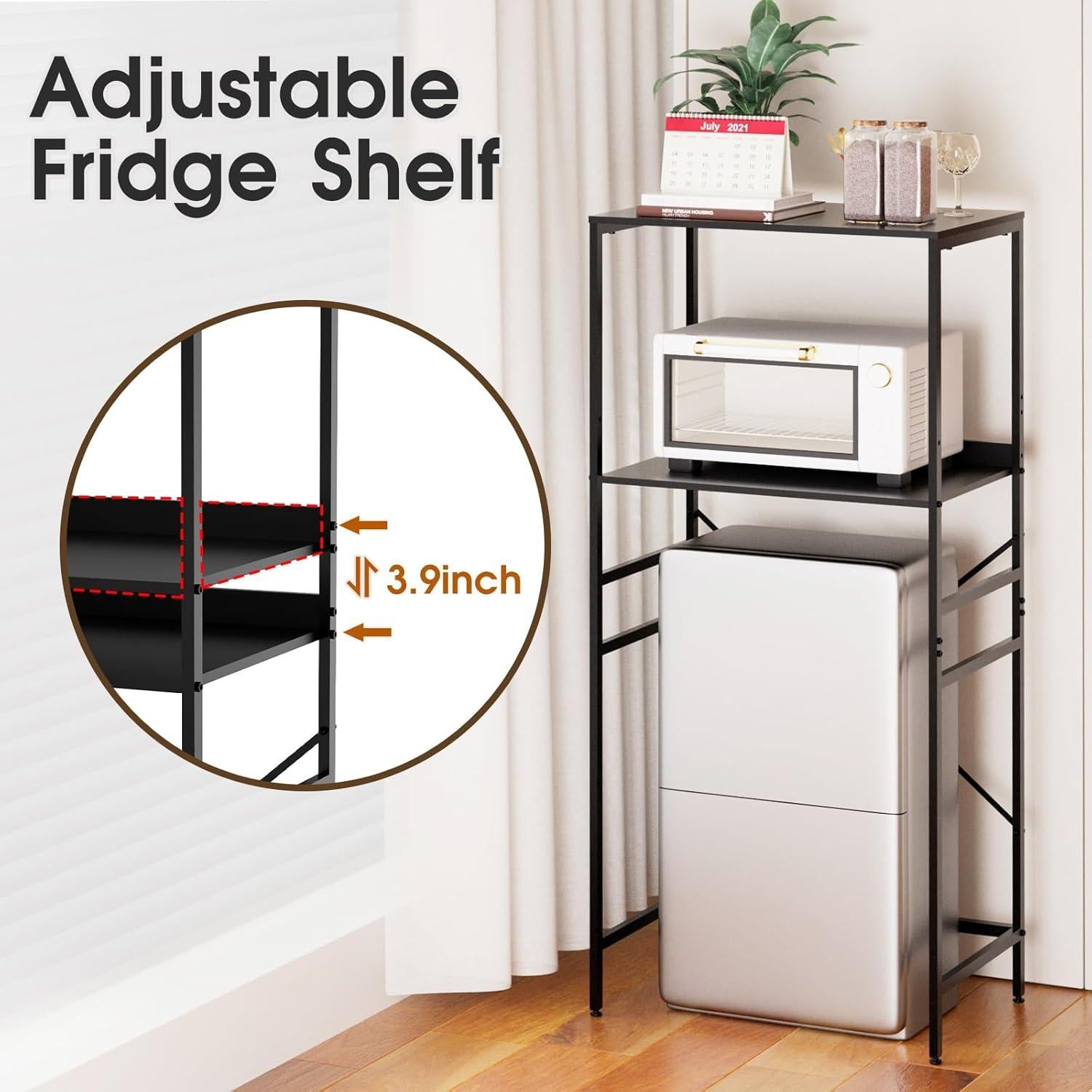 Estante Ajustable para Mini Nevera QieerHior Negro 2 Niveles