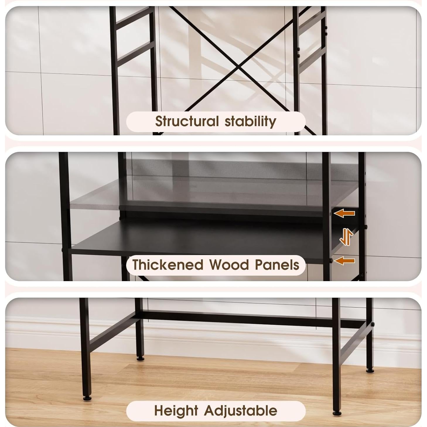 Estante Ajustable para Mini Nevera QieerHior Negro 2 Niveles